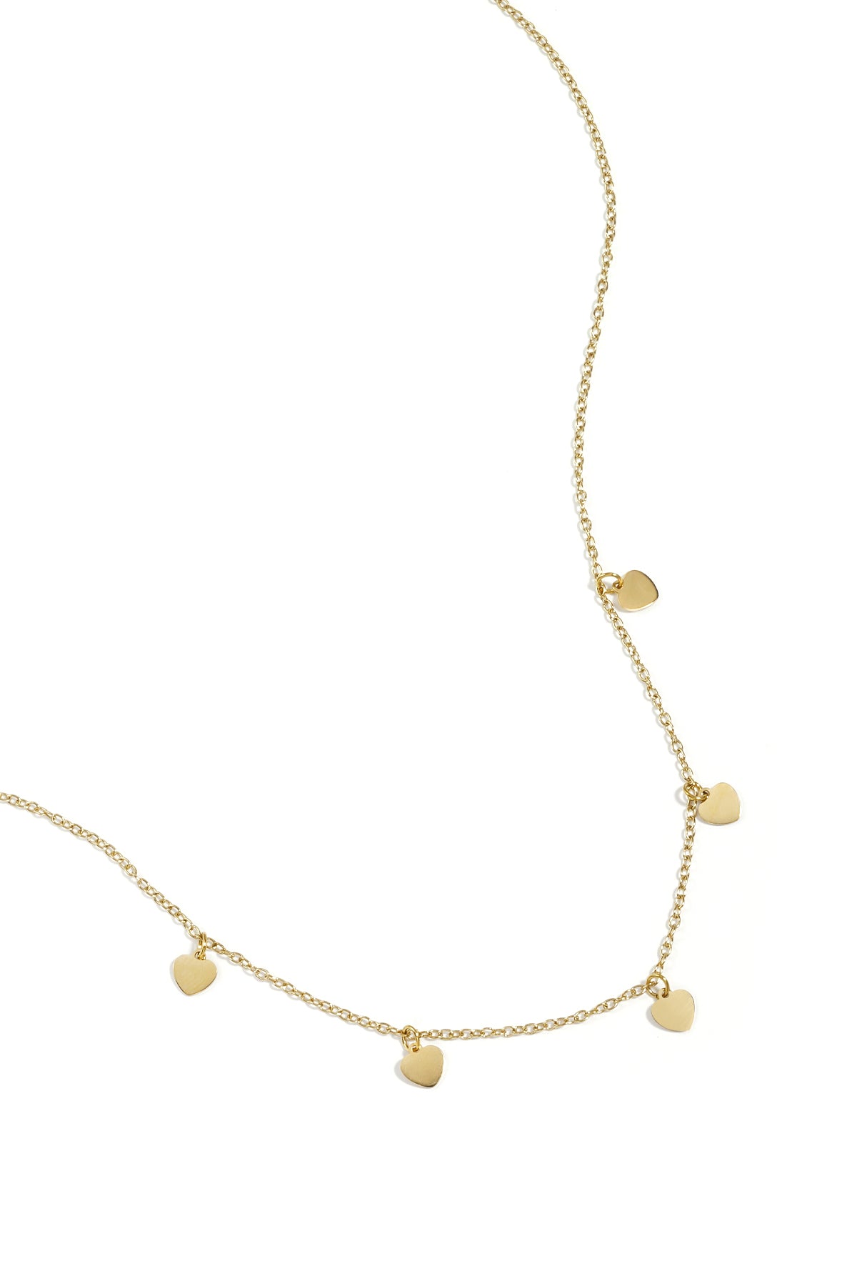 Schlichte Halskette mit Herzanhängern – Goldfarbe - Goldfarbefarbe