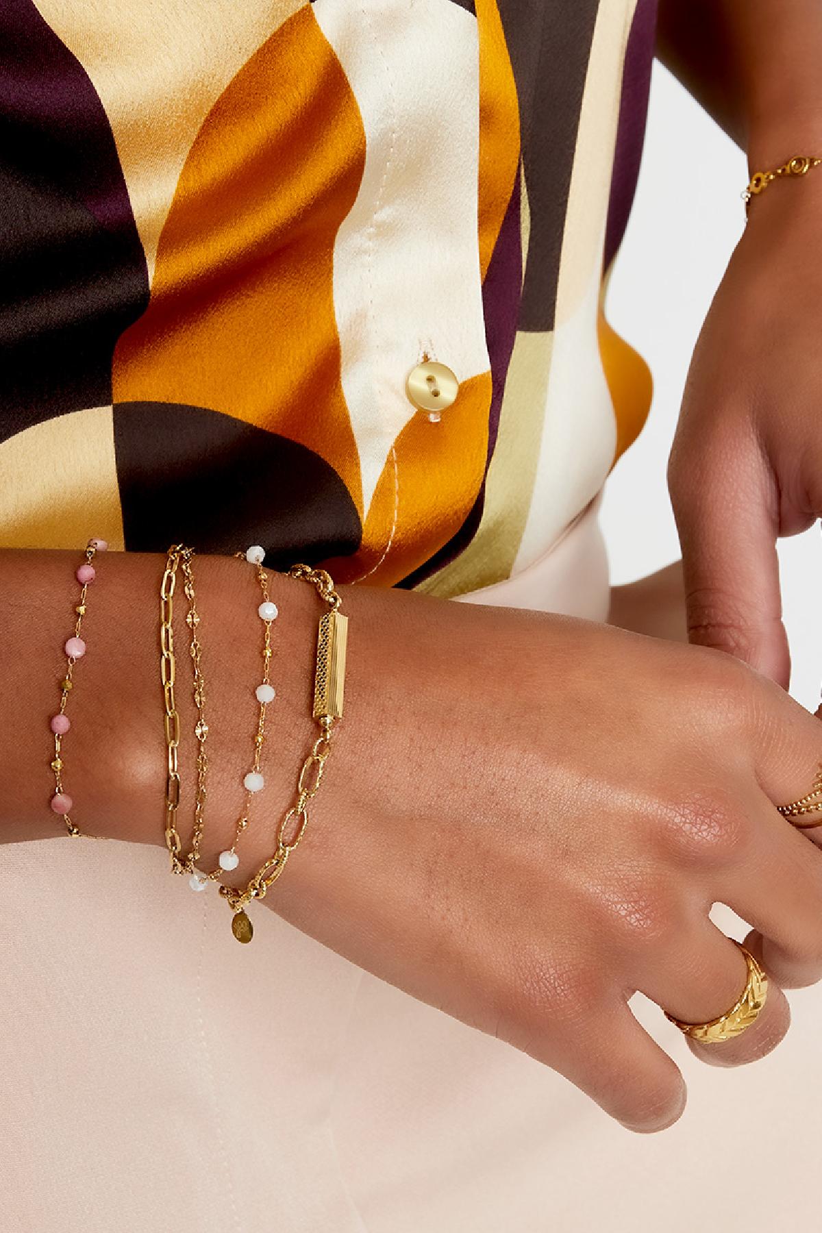 Armband drei Schichten mit farbigen Details Goldfarbe Edelstahl
