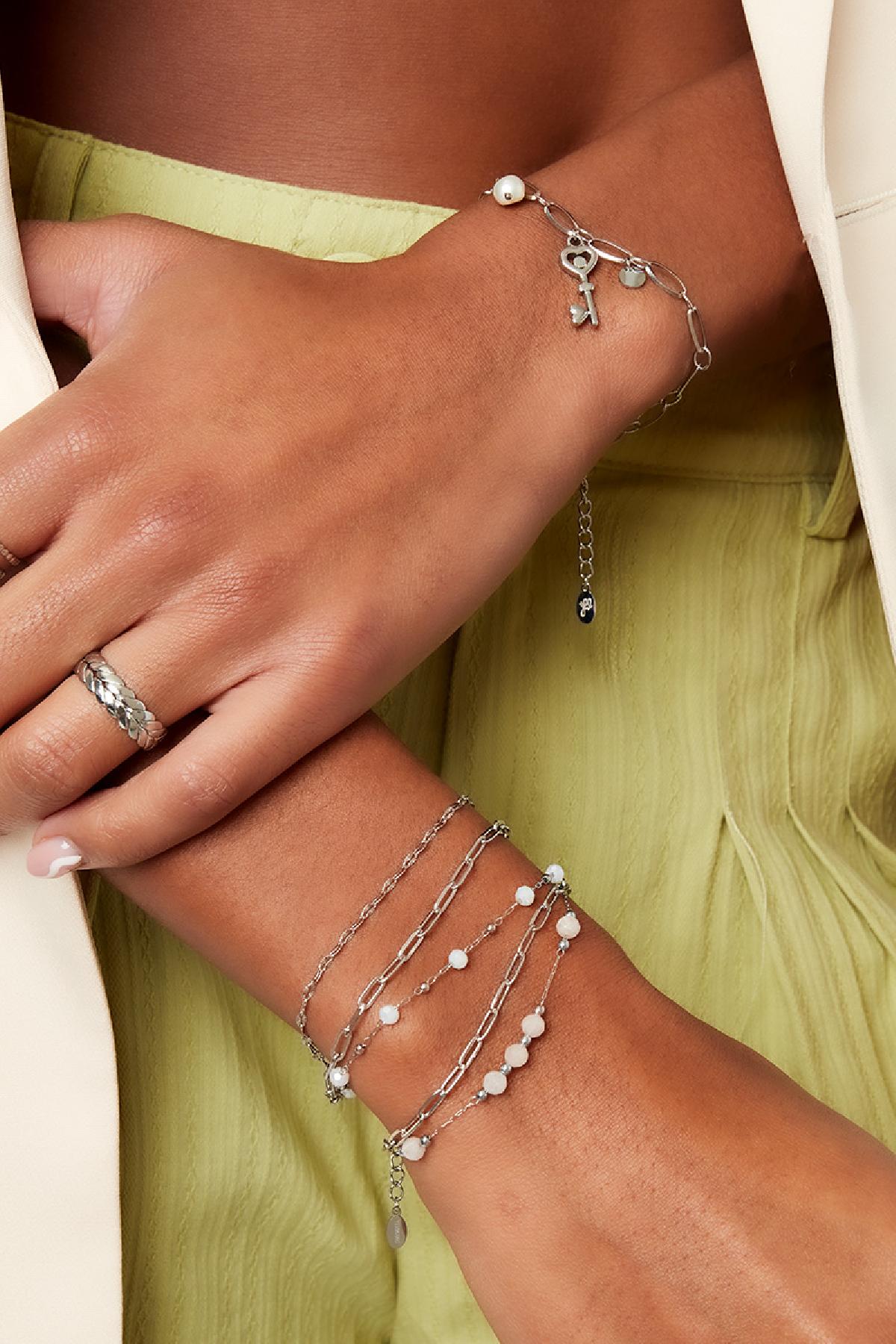 Armband drei Schichten mit farbigen Details Goldfarbe Edelstahl