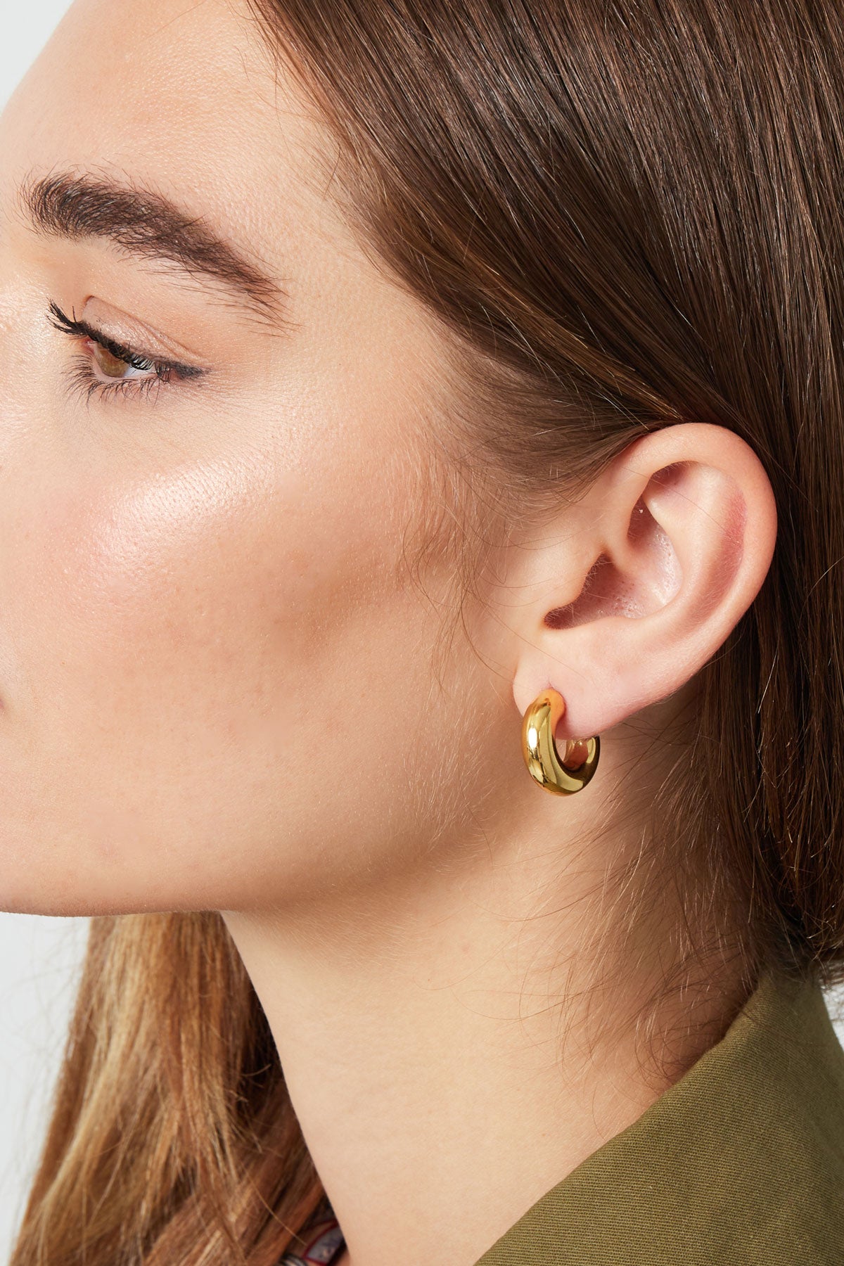 Ästhetische Basic-Ohrringe mit kleinem Halbmond – Goldfarbe - Goldfarbefarbe