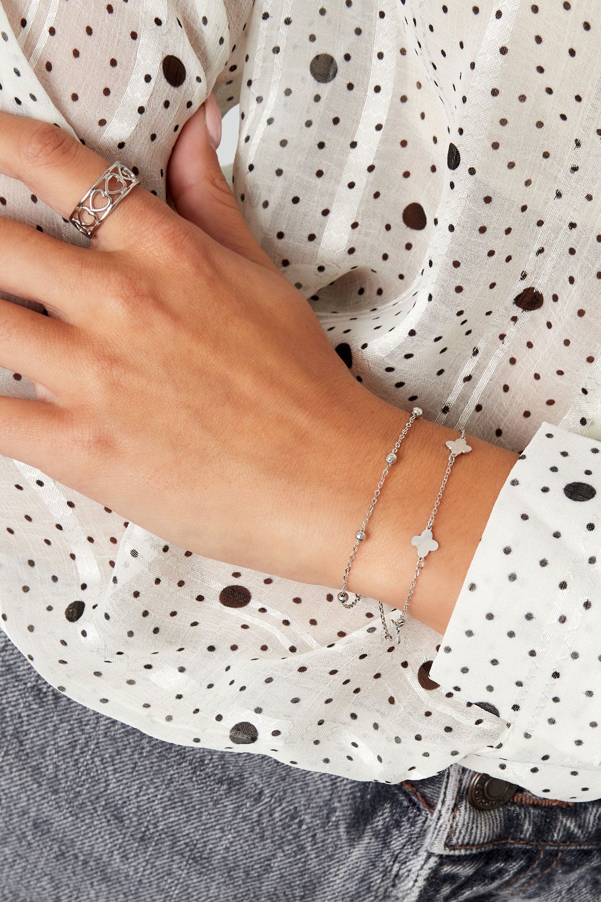 Doppeltes Armband Klee/Kugeln