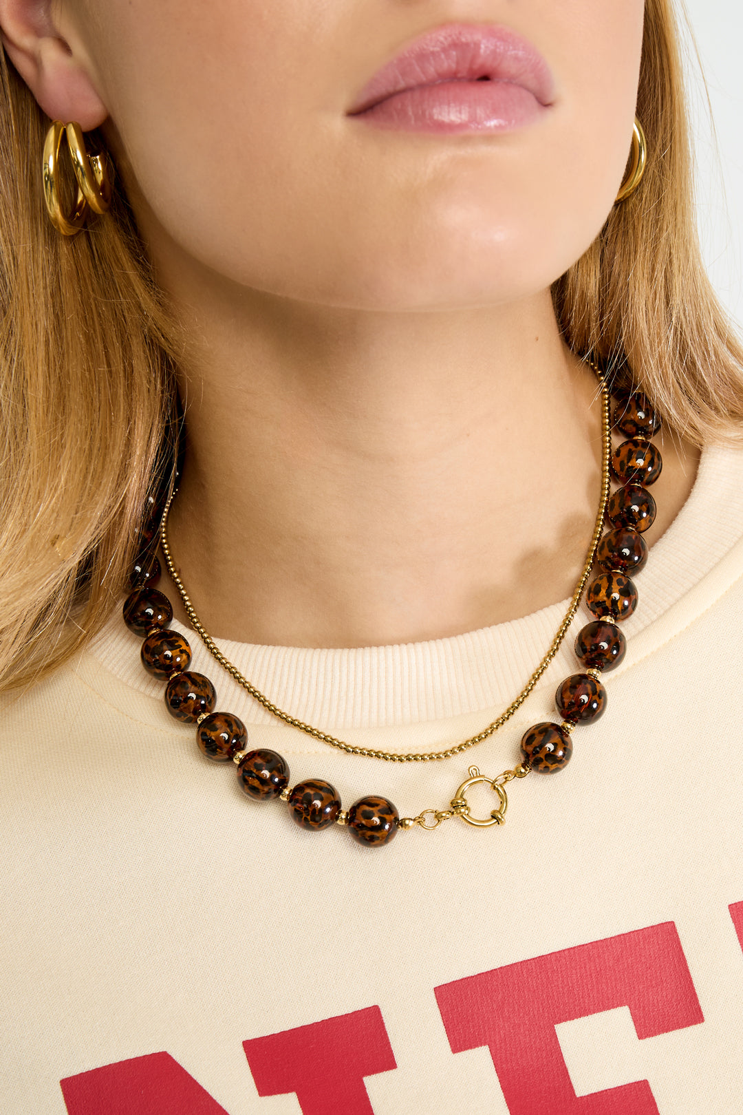 Halsketten mit Acrylperlen, Retro-Stil, klassische Serie, Damenschmuck, 16 mm