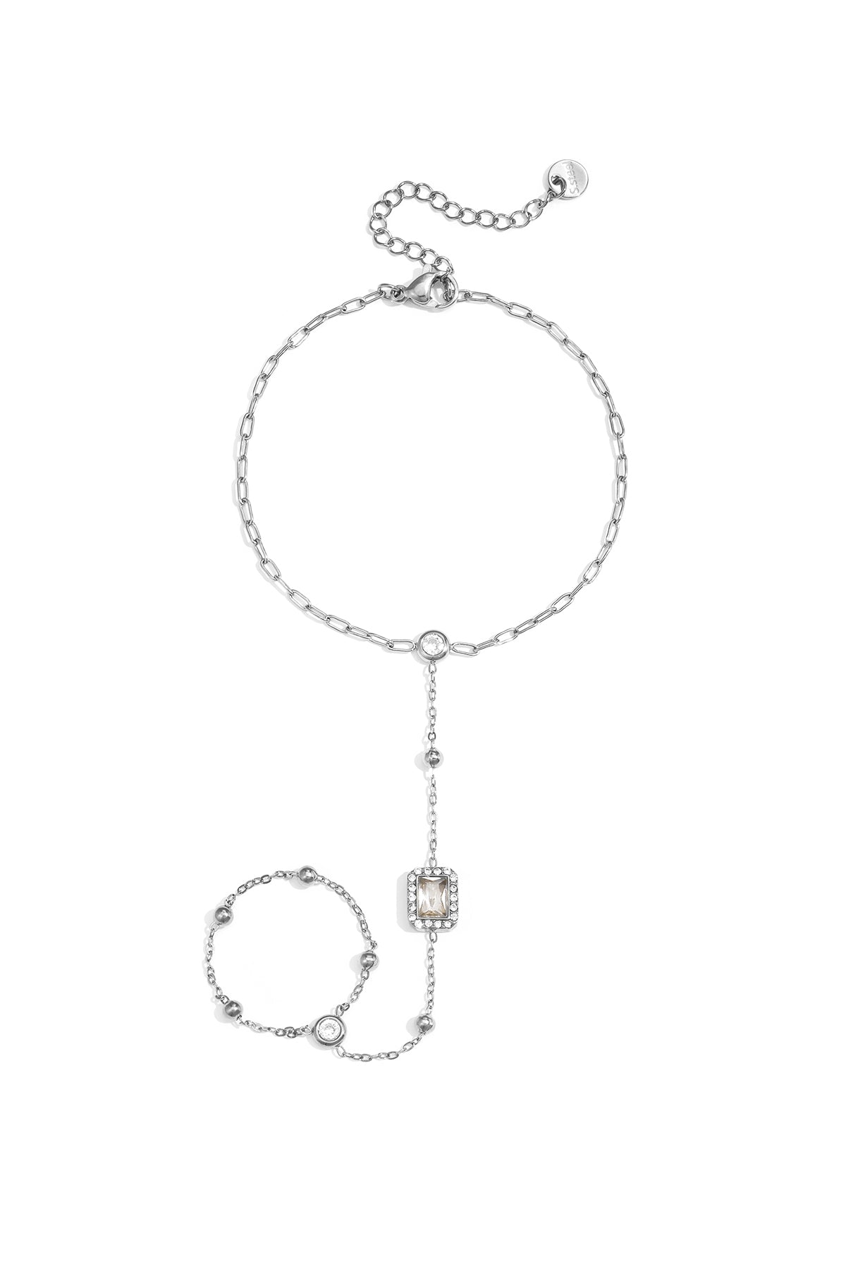Handkette mit gerahmtem Statement-Stein