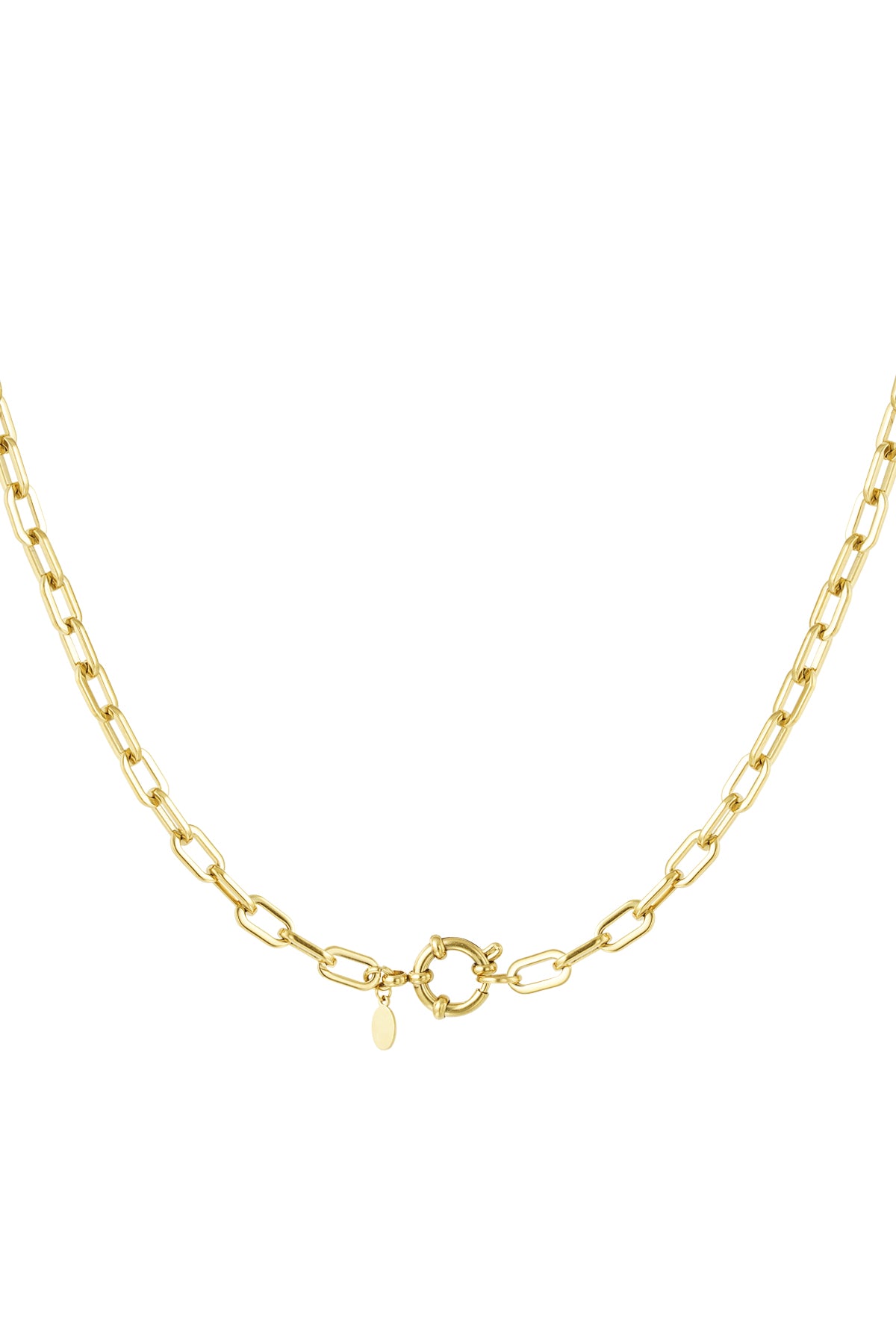 Halskette mit einfachen Gliedern und rundem Verschluss – Goldfarbe - Goldfarbefarbe