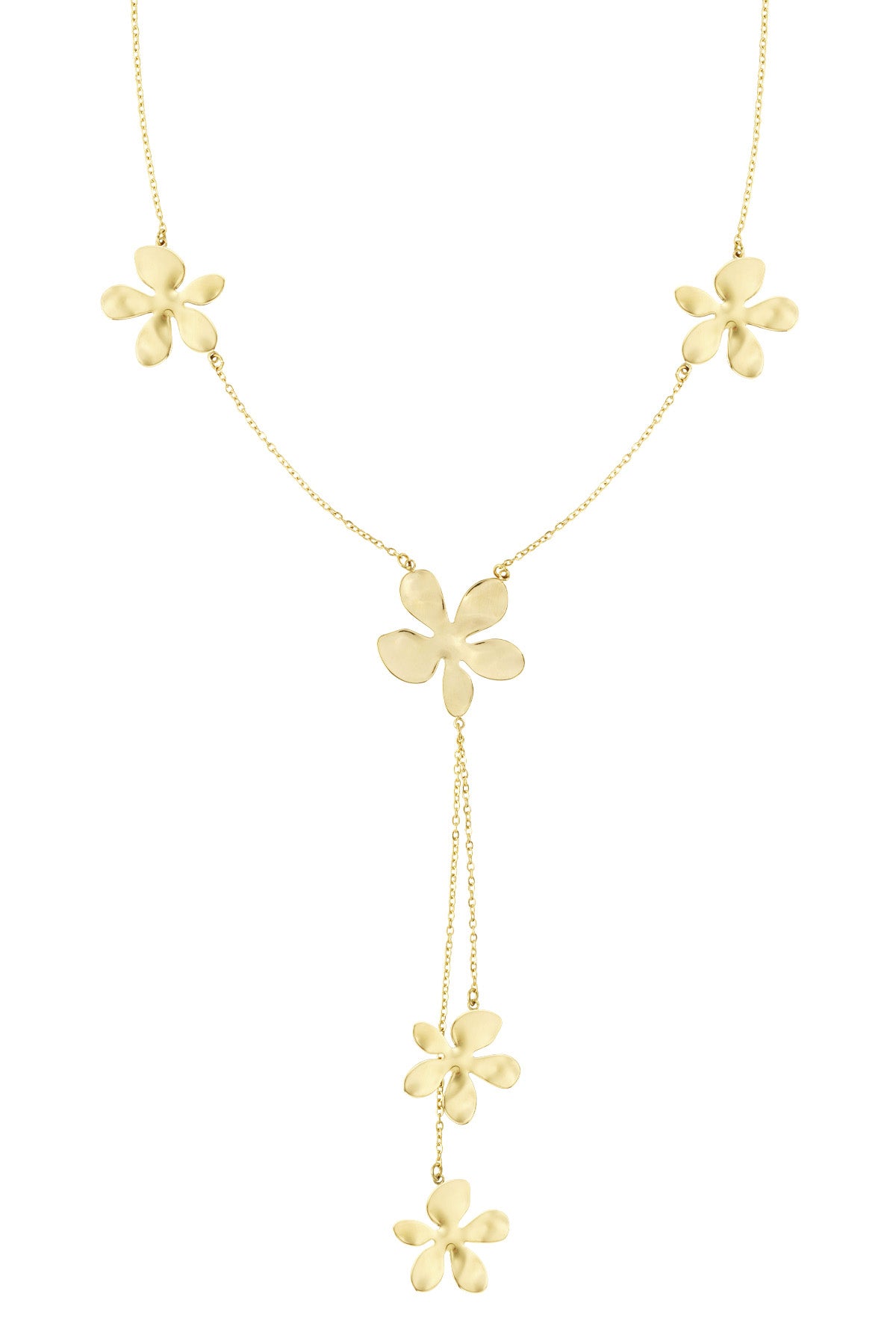 Lange Blumen-Party-Halskette – Goldfarbe - Goldfarbefarbe