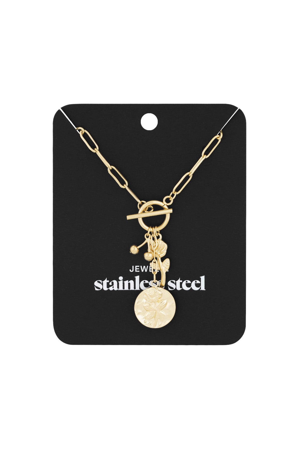 Halskette mit Anhänger „Schlafende Rose“ – Goldfarben