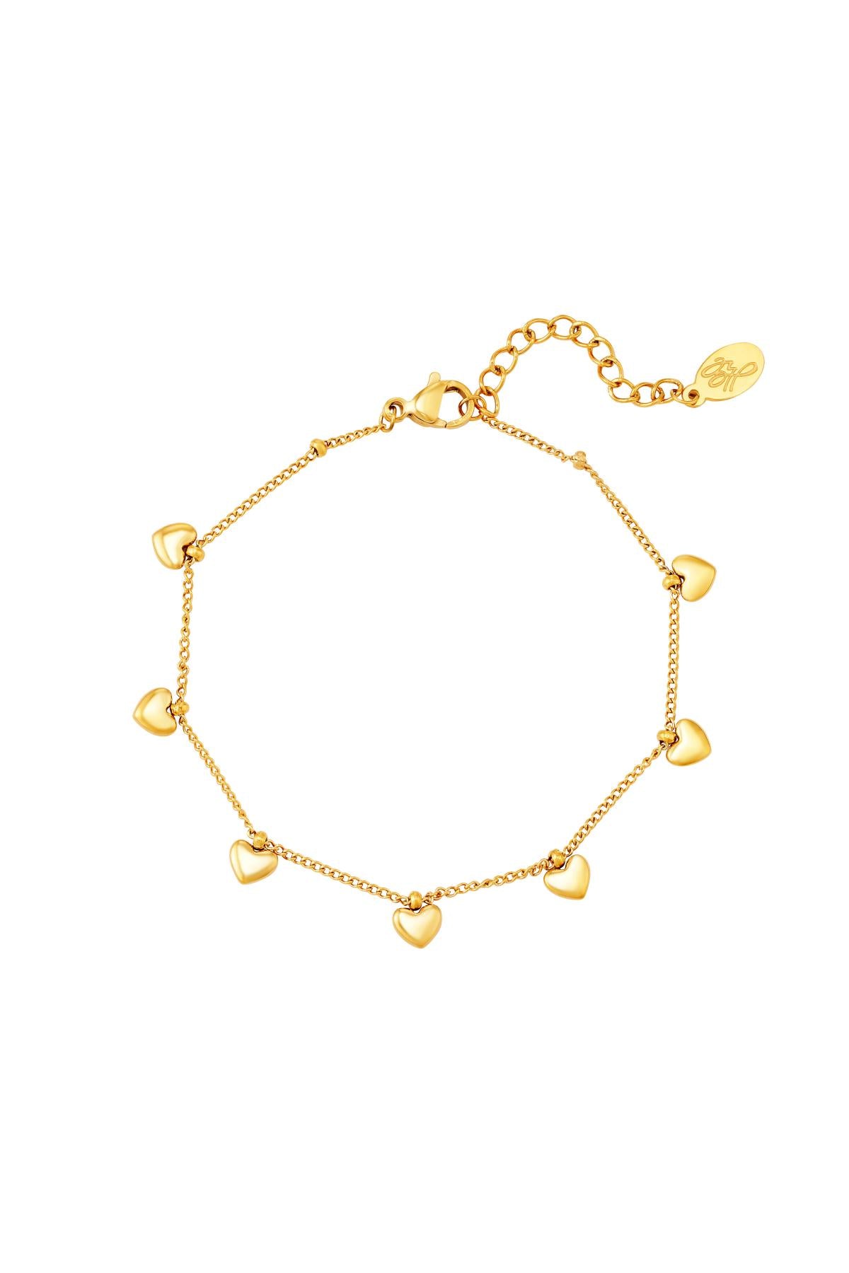 Armband mit Herzanhängern Goldfarbe Edelstahl