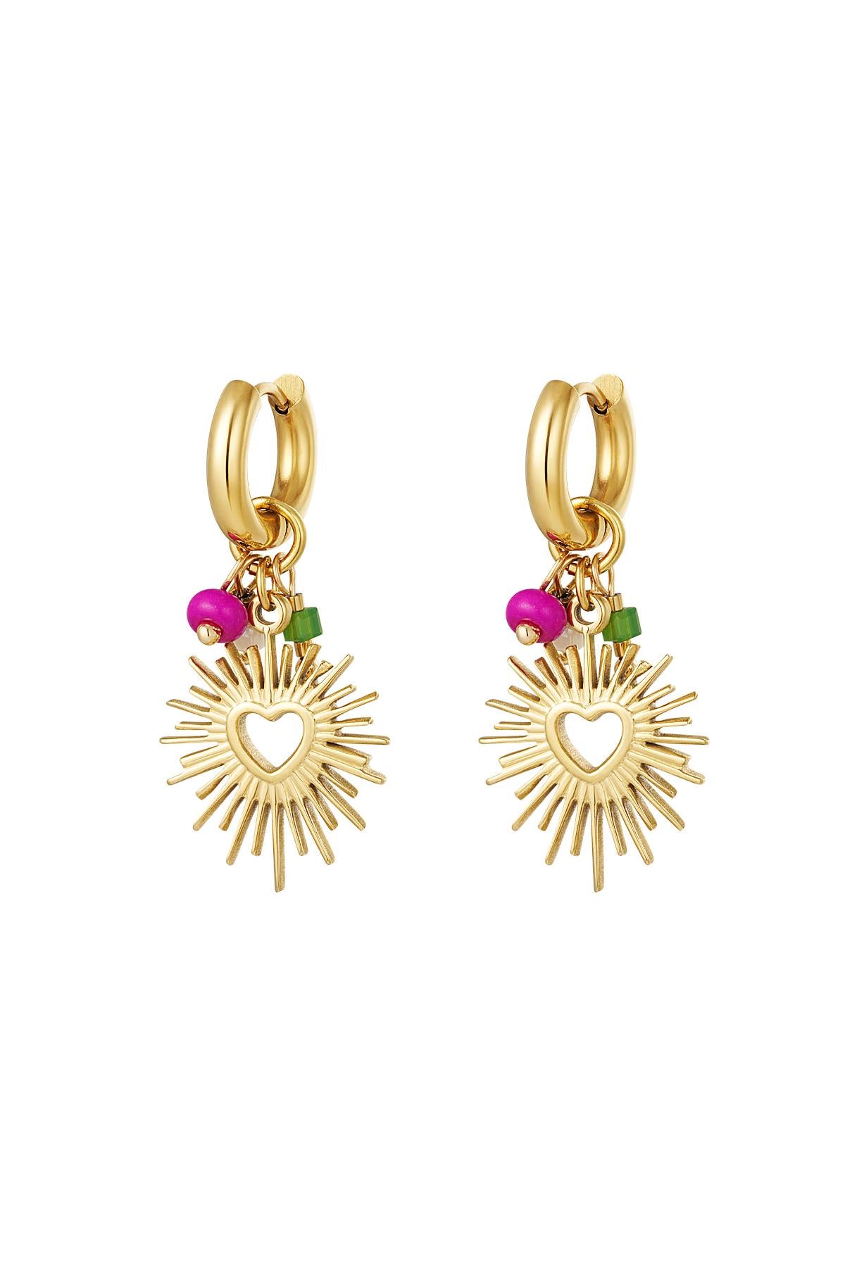 Ohrringe mit Herz und Perlen Goldfarbe Edelstahl