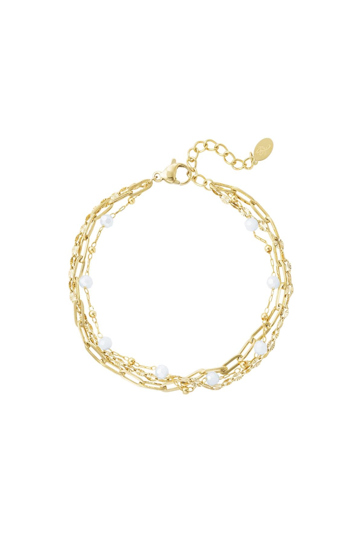 Armband drei Schichten mit farbigen Details Goldfarbe Edelstahl