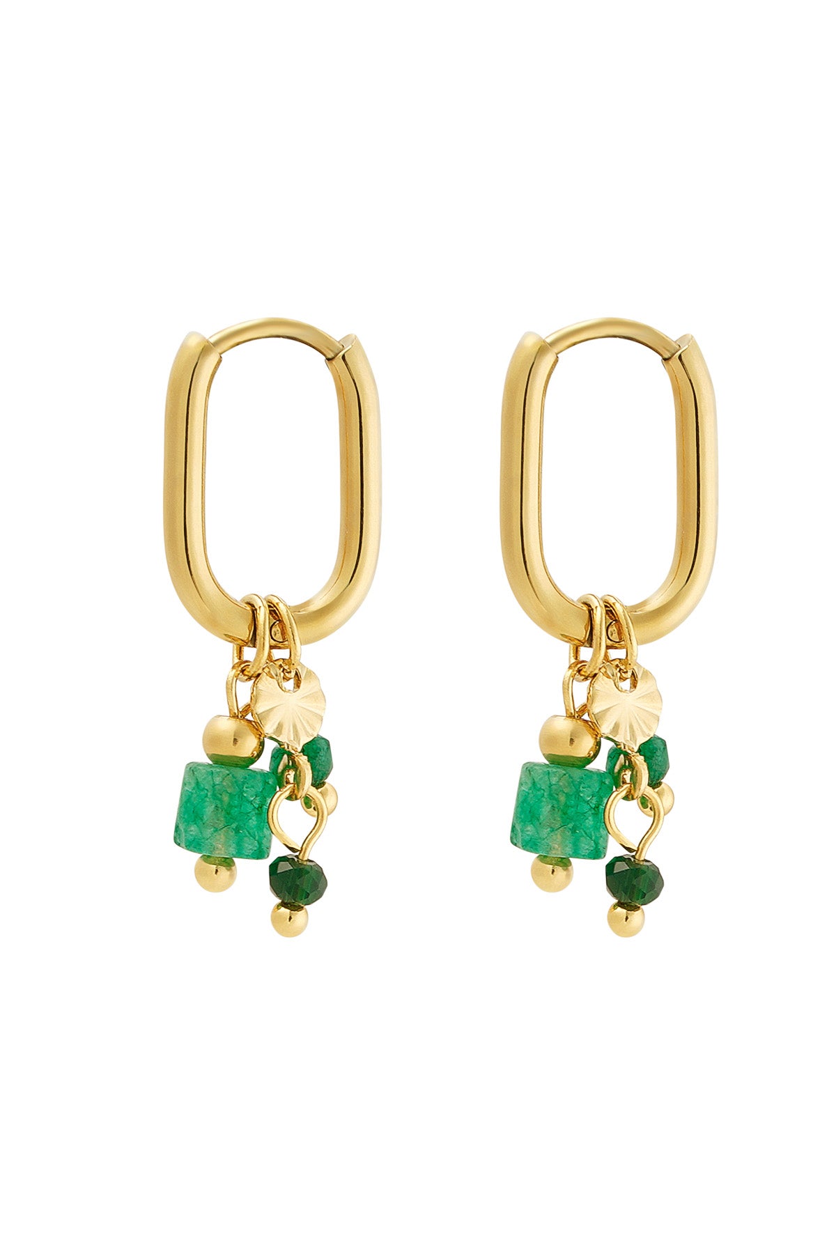 Ohrring mit schwarzen Perlen – Goldfarbe - Goldfarbefarbe