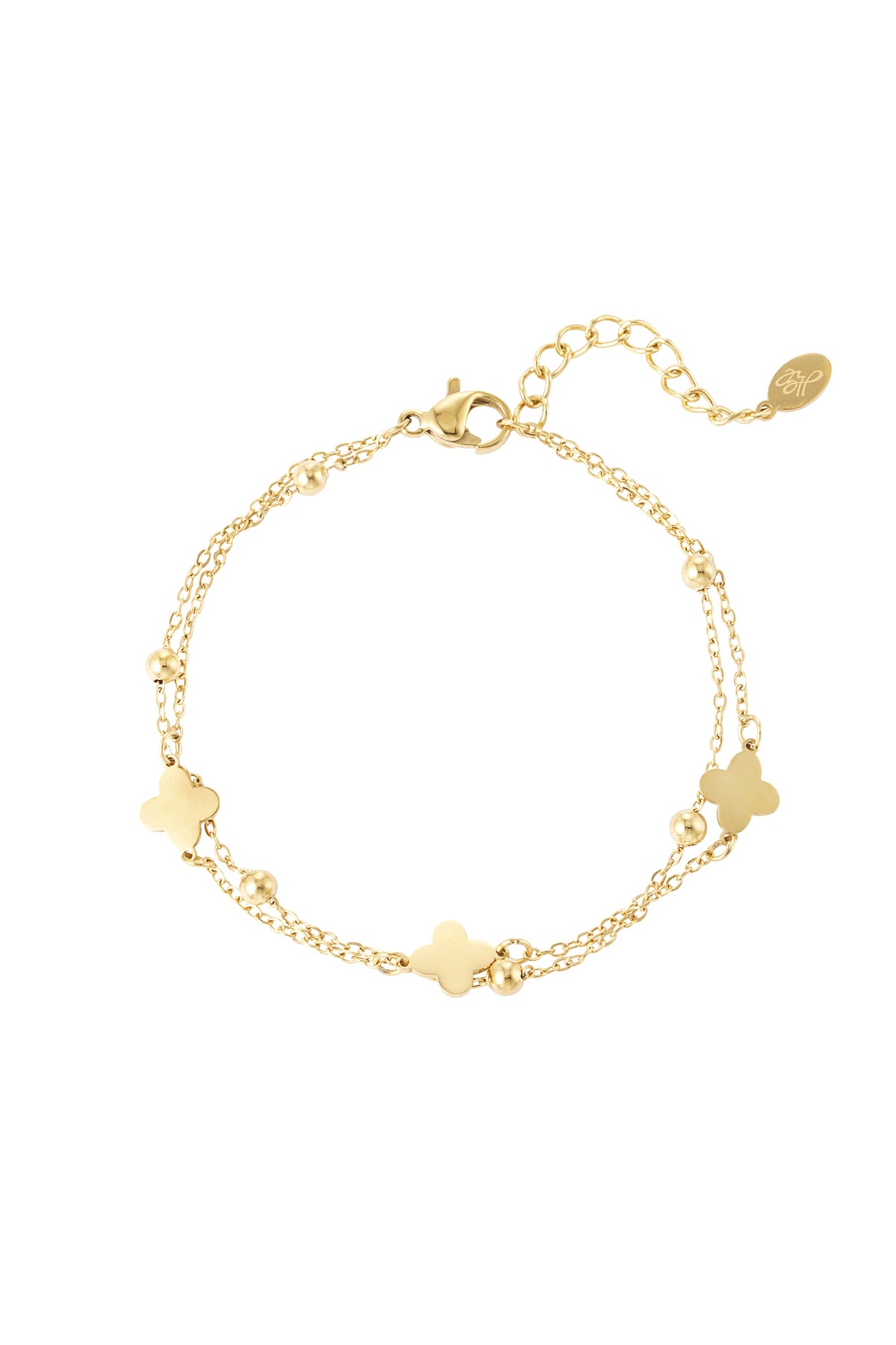 Doppeltes Armband Klee/Kugeln