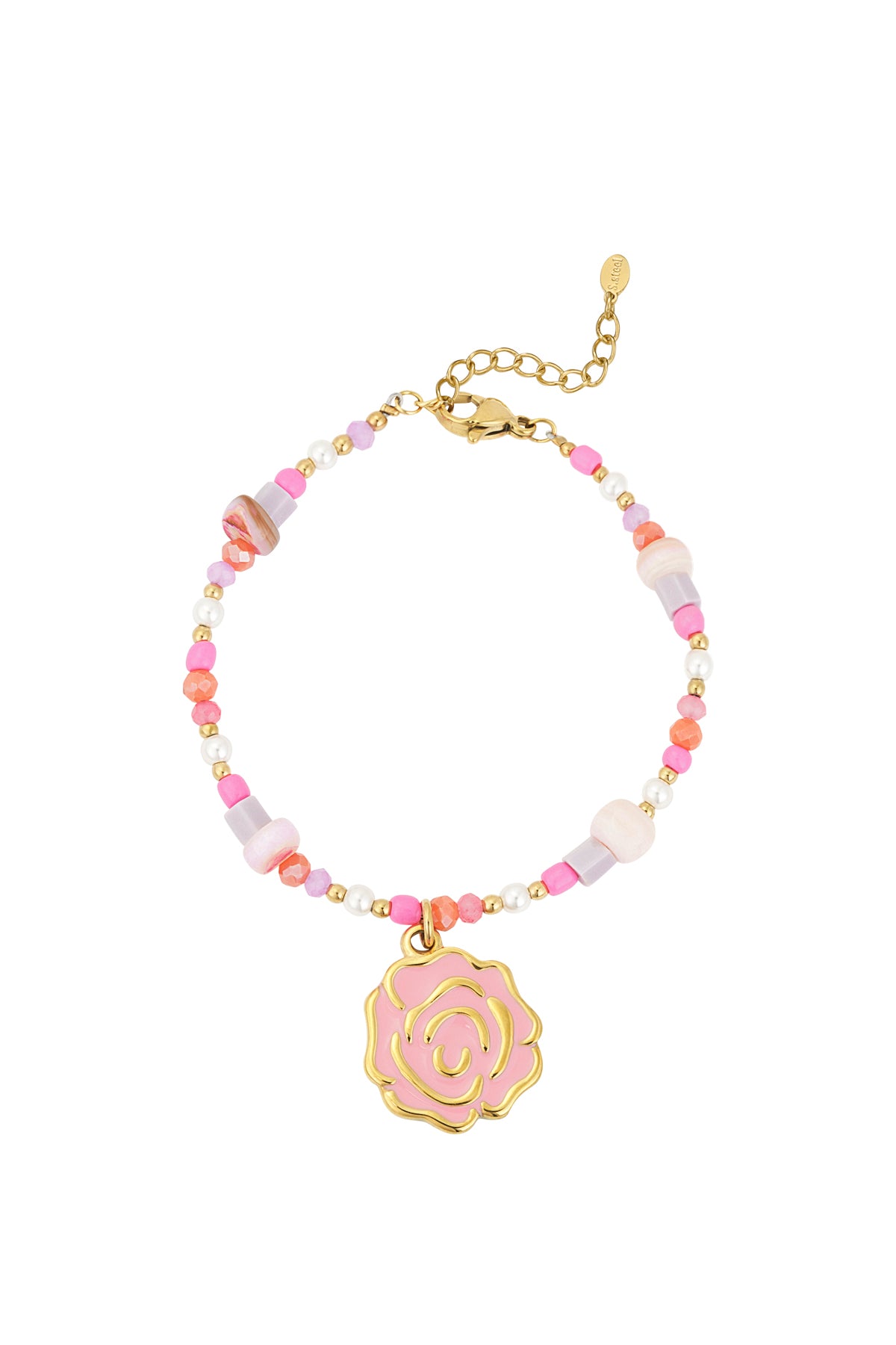 Perlenrosenarmband - Rosa- und