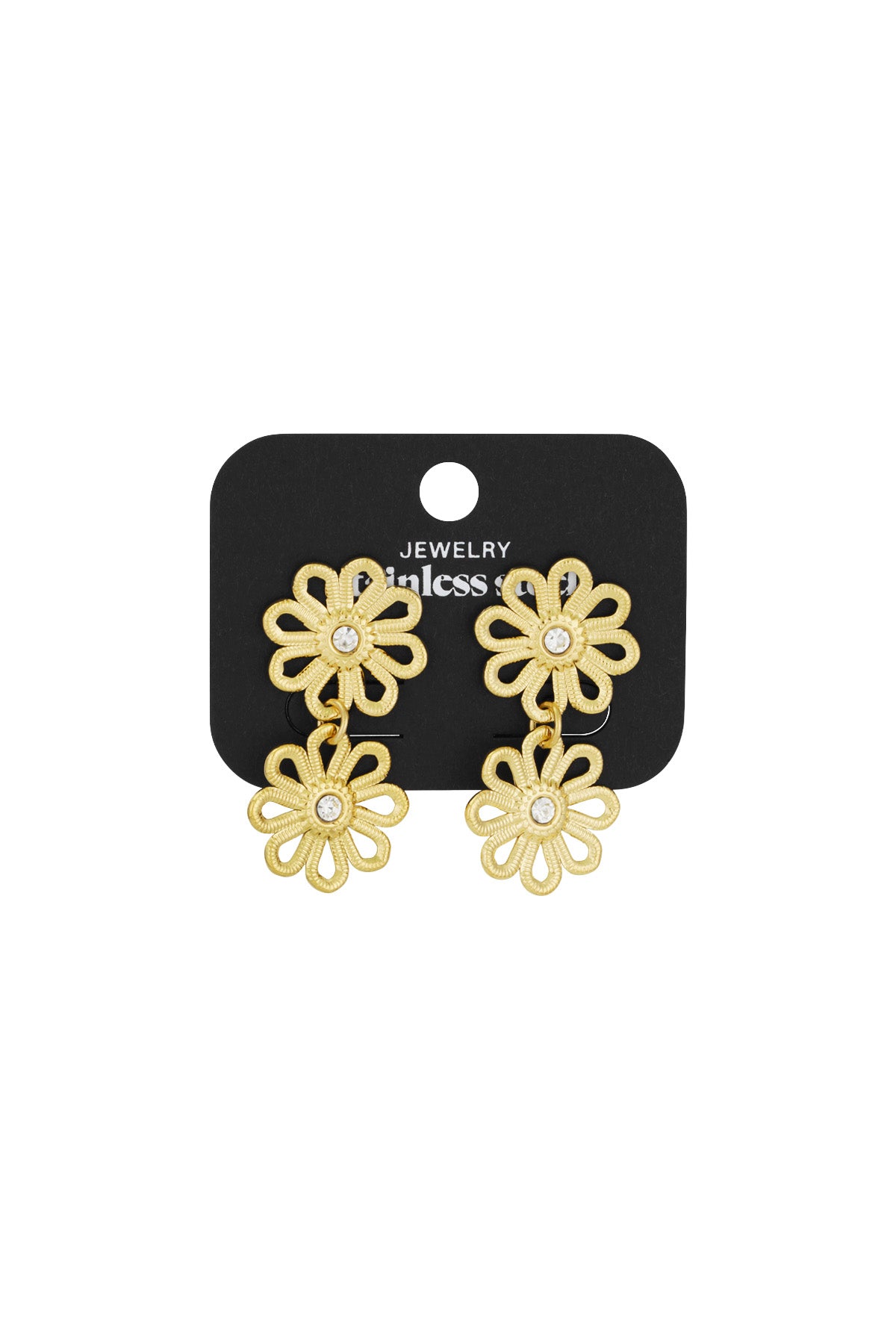 Doppelte Blumenohrringe - Goldfarben