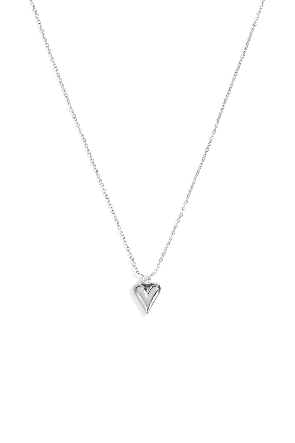 Halskette mit Herzanhänger aus Edelstahl, schlichte Serie „Alltagsschmuck“, Damenschmuck