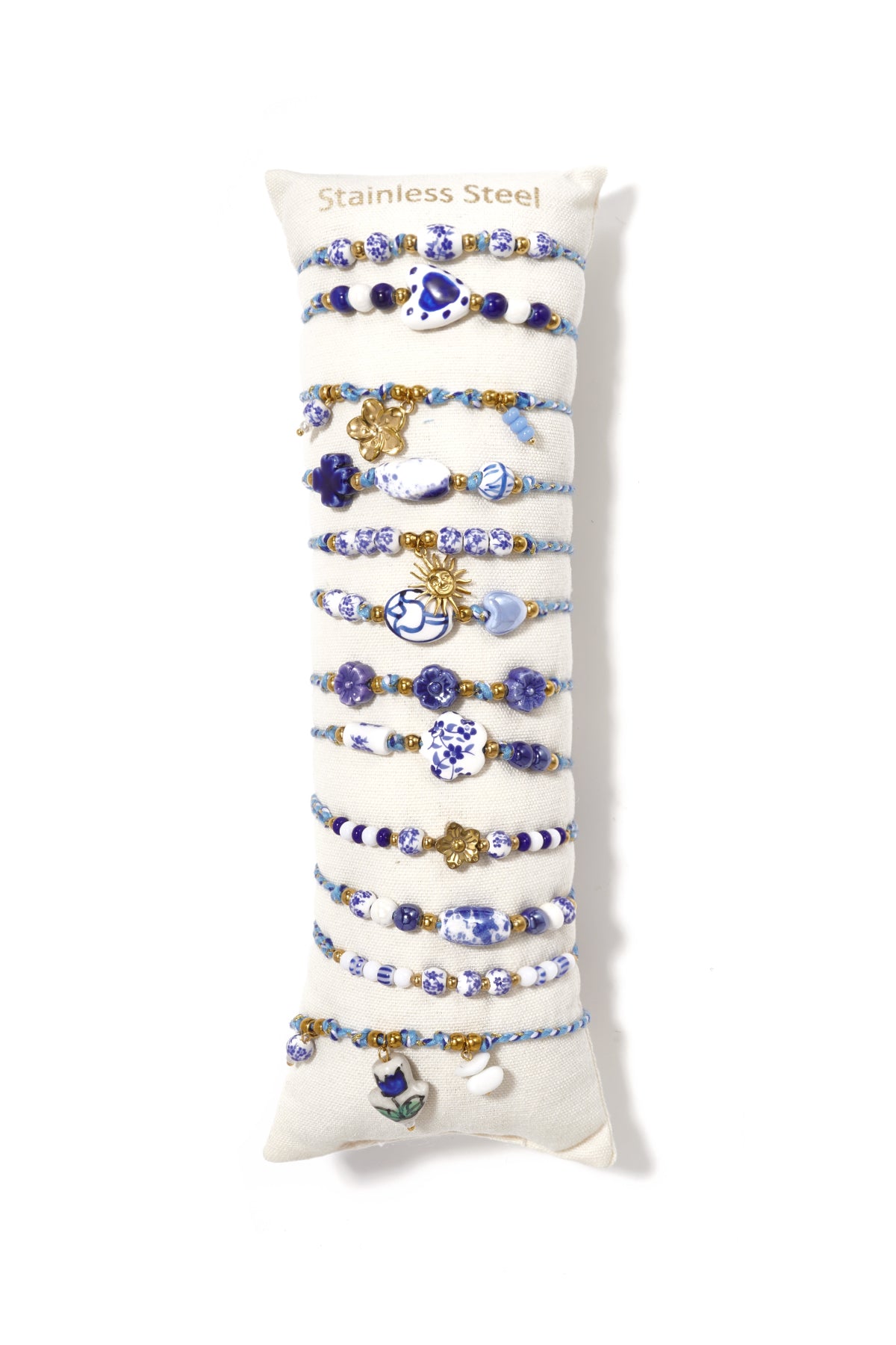 14 Karat vergoldete Keramik-Armbandsets, Blumenmuster, Urlaubs-/Strandmotiv, ethnische Serie, Damenschmuck
