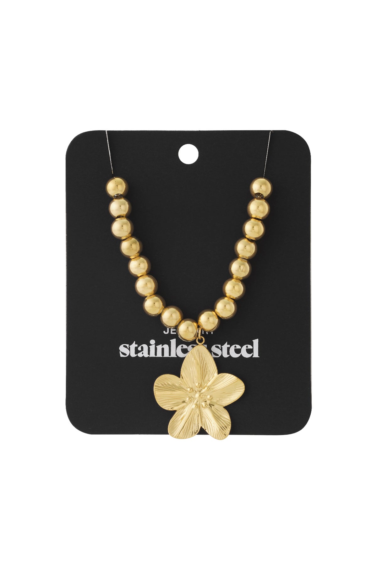 8mm Hohlperlenkette mit einer Blume