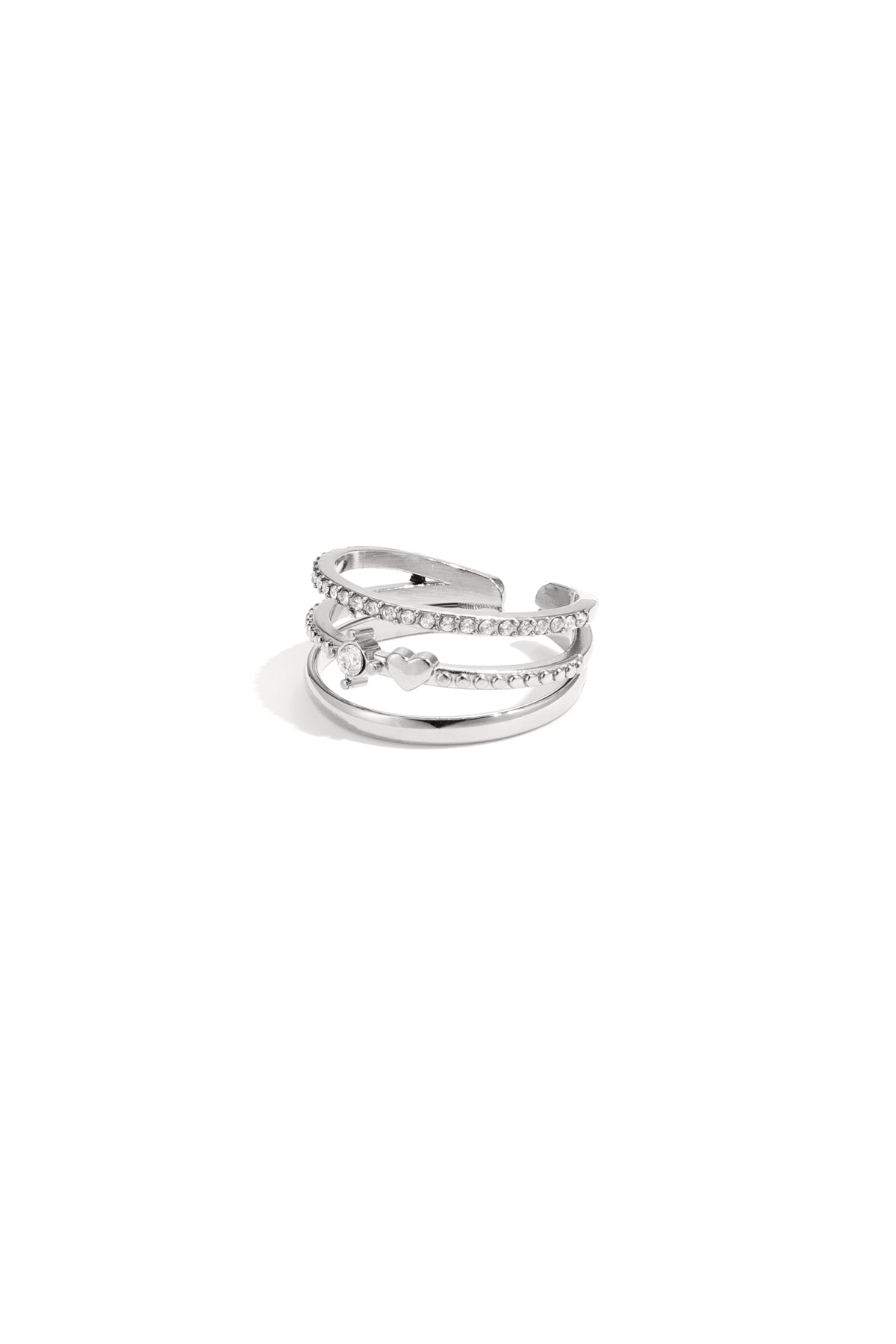 Dreilagiger Ring mit Steinen