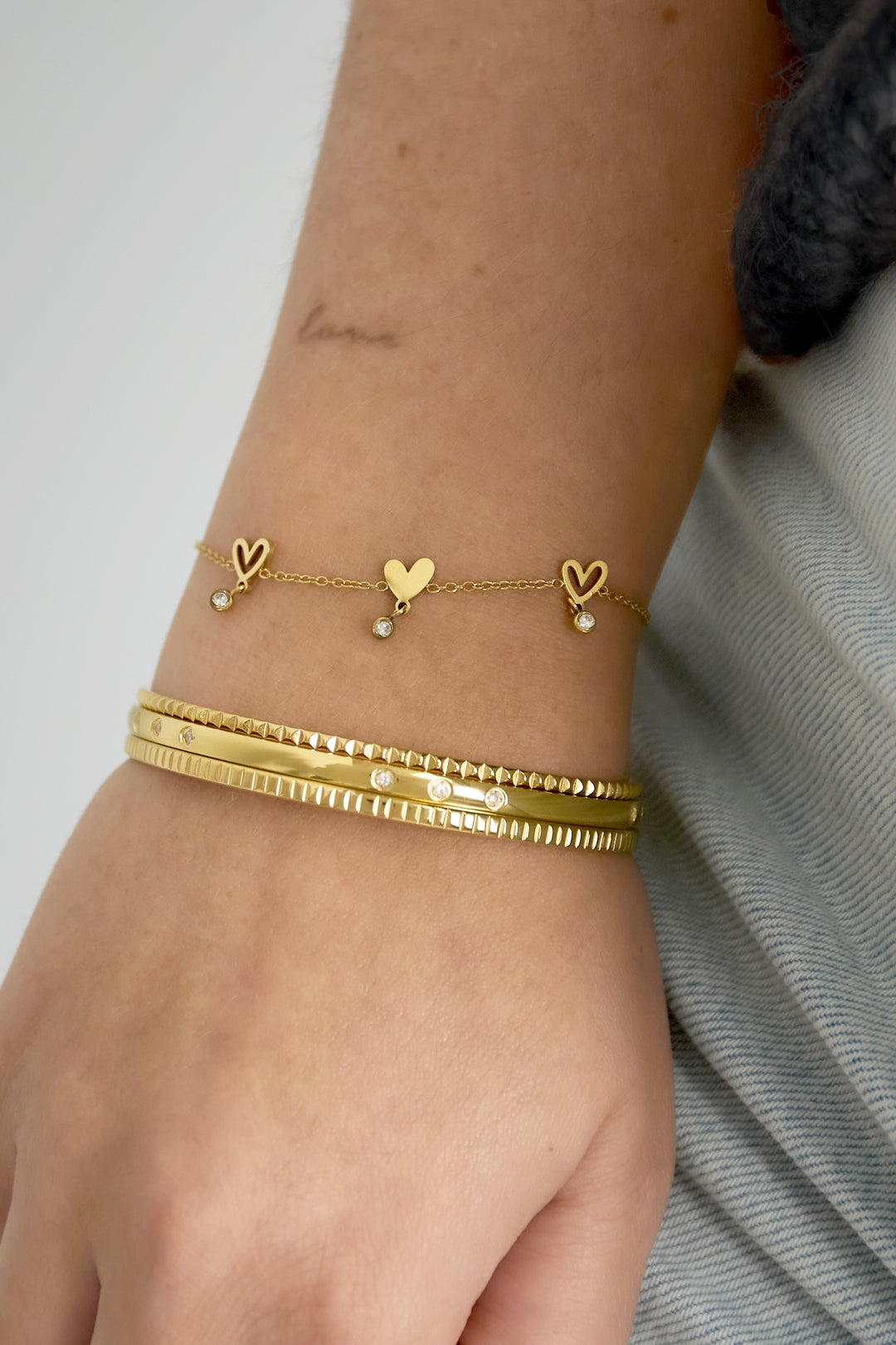 Edelstahl-Kettenarmbänder Herz Casual Daily Simple Series Damenschmuck
