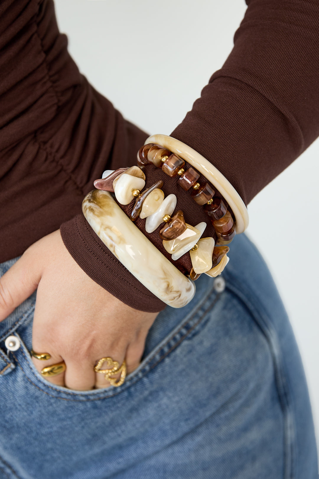 Acryl-Perlenarmbänder, schlichte Alltags-Serie, Damenschmuck