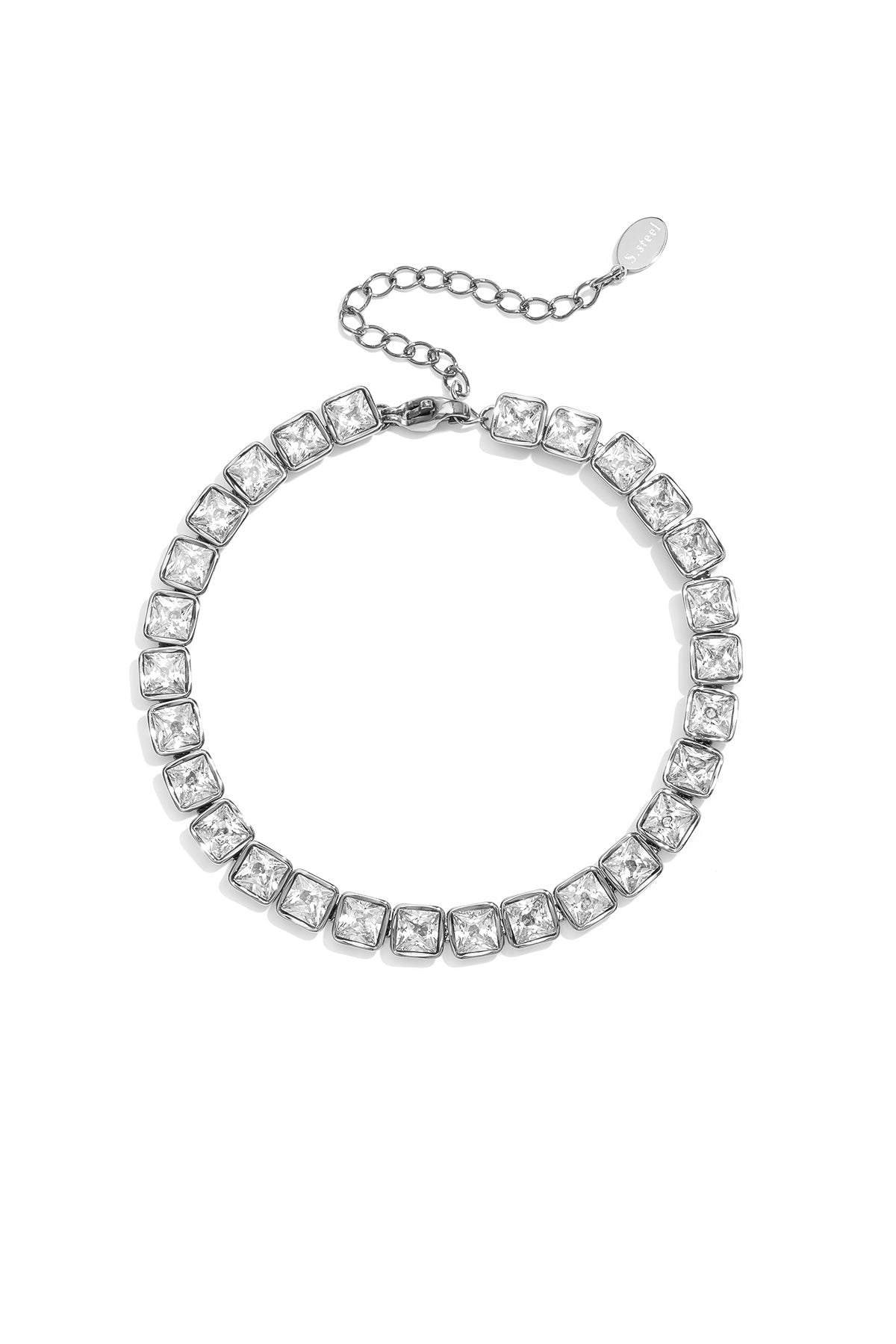 Rechteckige Edelstahl-Perlenarmbänder, schlichte Alltags-Serie, Damenschmuck