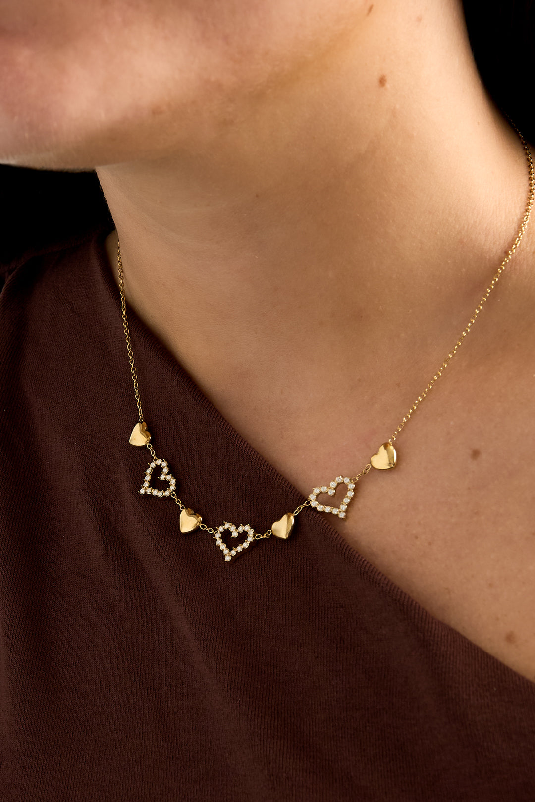 Halskette mit Herzanhänger aus Edelstahl, schlichte Serie „Alltagstauglich“, Damenschmuck