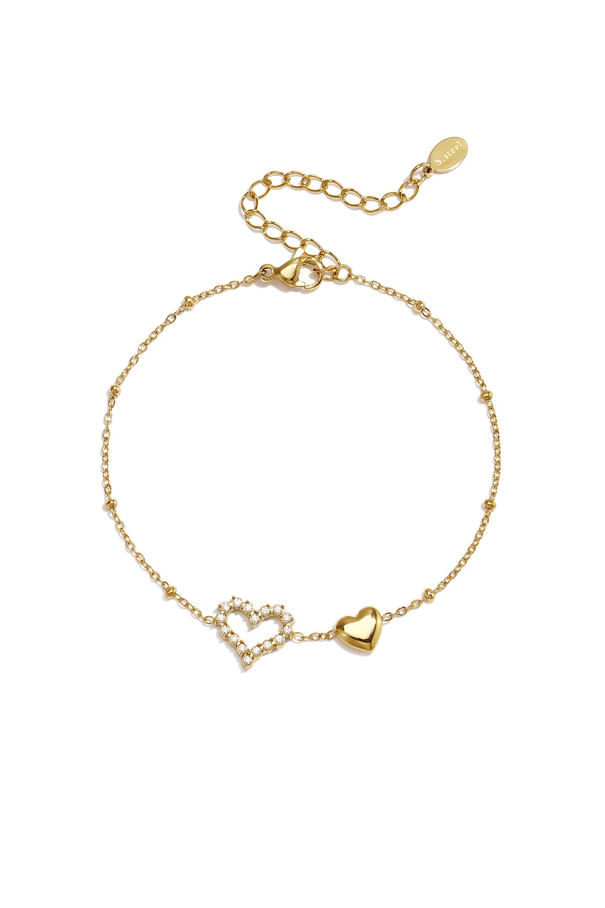14 Karat vergoldetes Edelstahl-Charm-Armband Herz, schlichte Alltagsserie, Damenschmuck