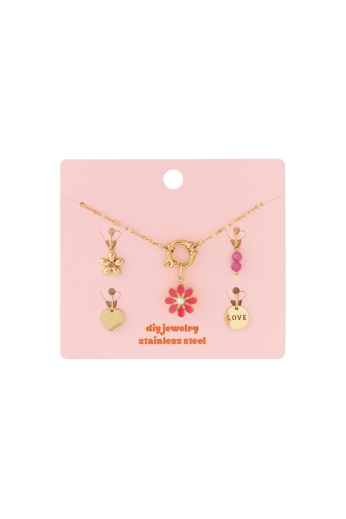 DIY-Halskette mit roten Blumen