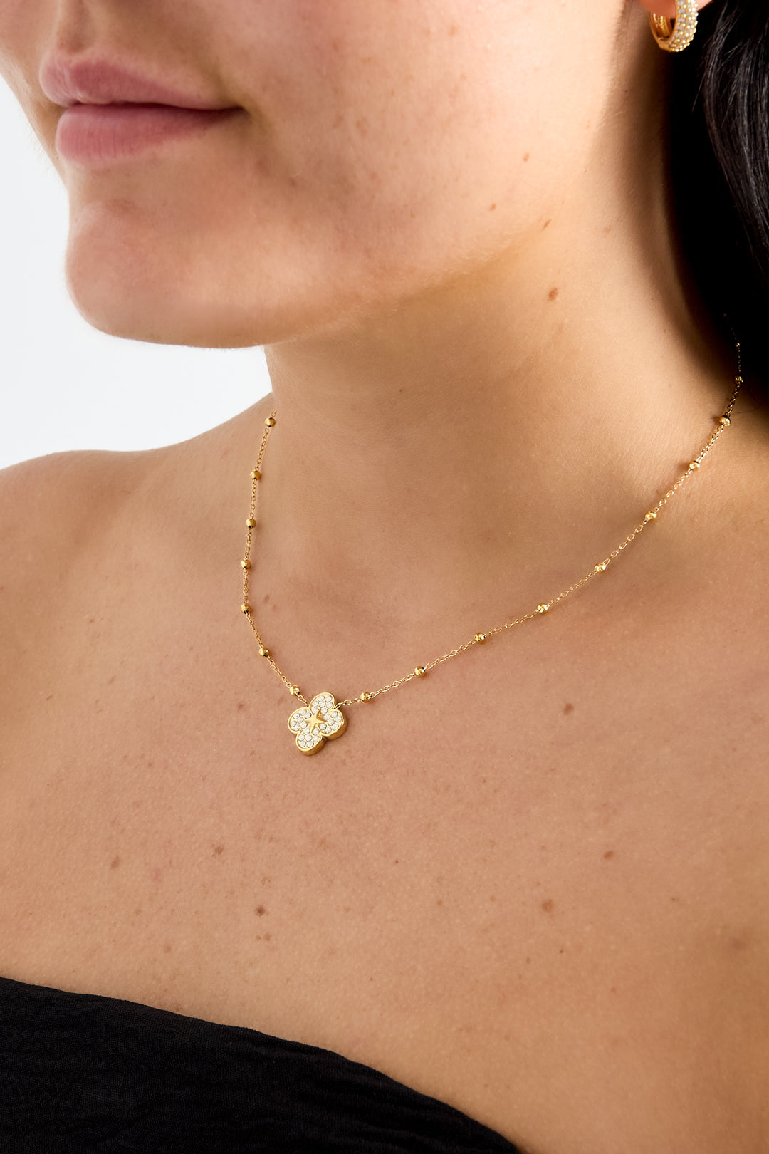 Halsketten mit Anhänger aus Edelstahl, Clover Simple Daily Simple Serie, Damenschmuck