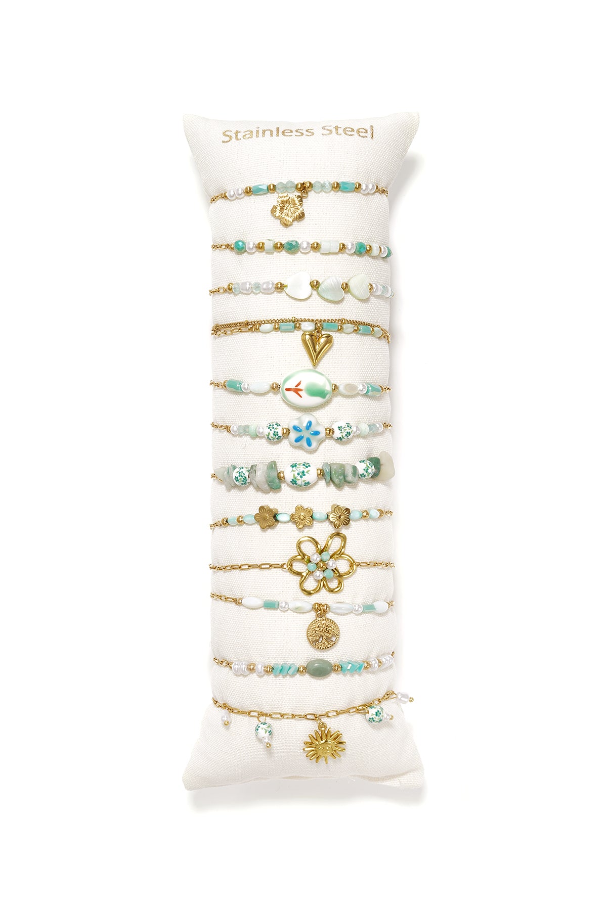 14-karätig vergoldete Keramik-Armbandsets mit Blumenmuster, lässig-romantisch, Damenschmuck