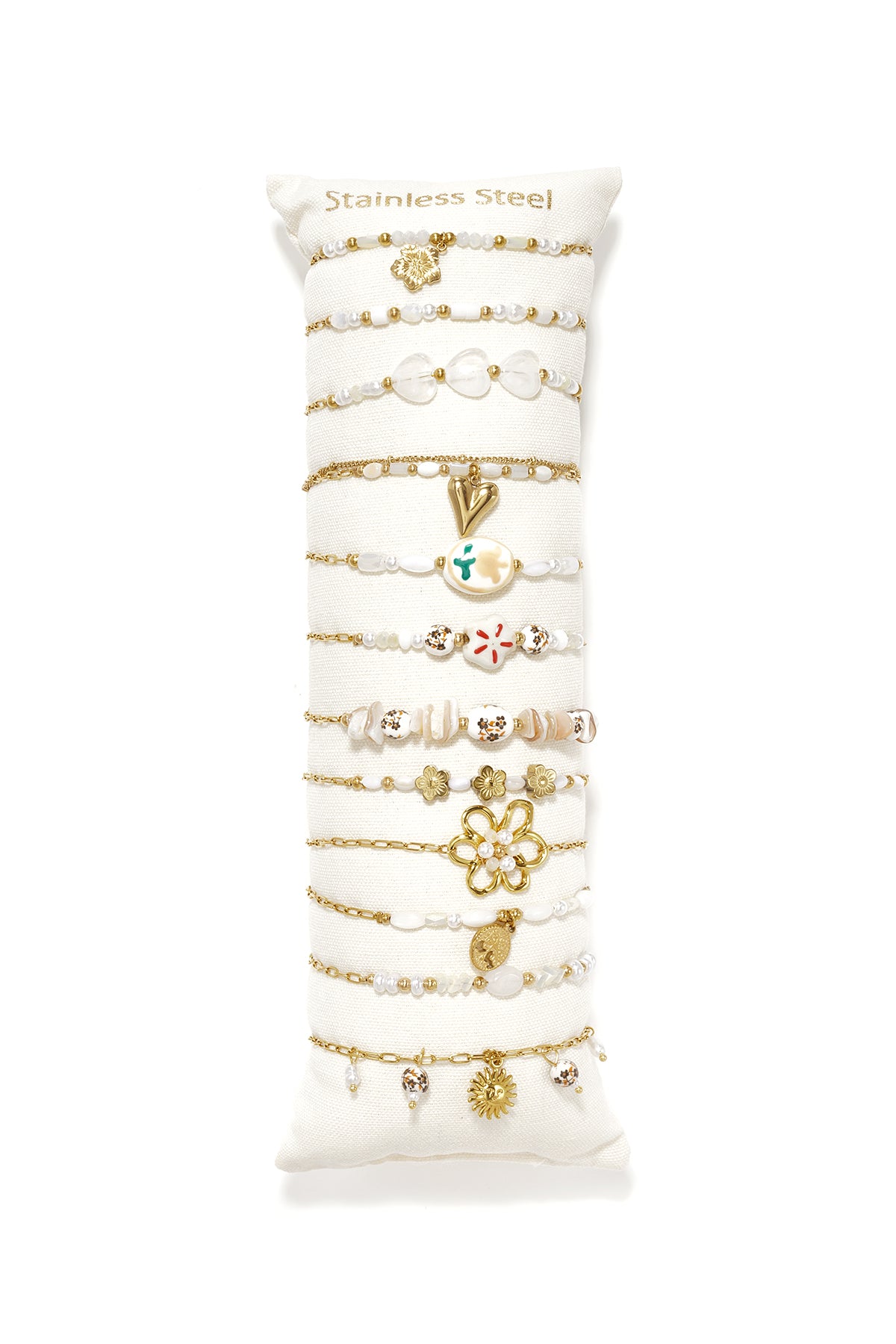 14-karätig vergoldete Keramik-Armbandsets mit Blumenmuster, lässig-romantisch, Damenschmuck