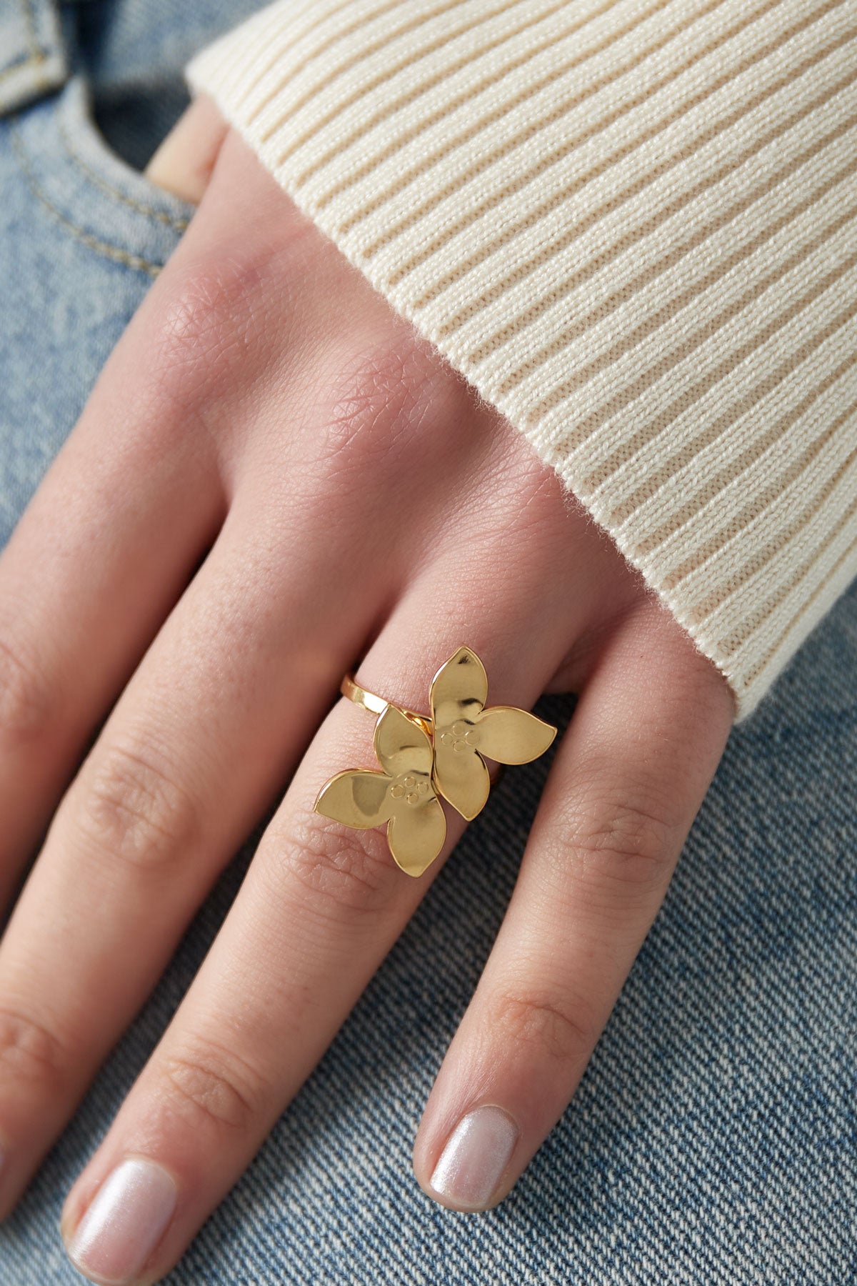 Ring Blumenduo - Goldfarben