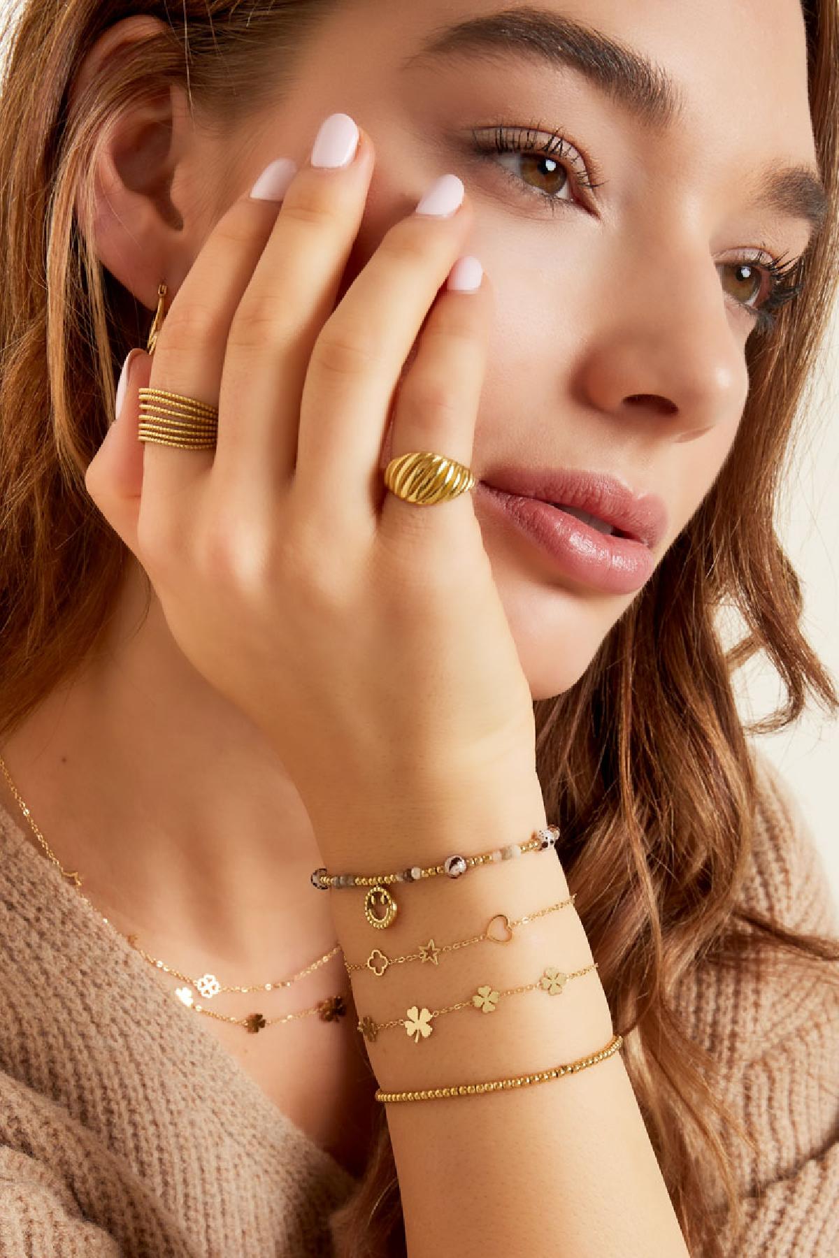 Armband 5 Kleeblätter Goldfarbe Edelstahl