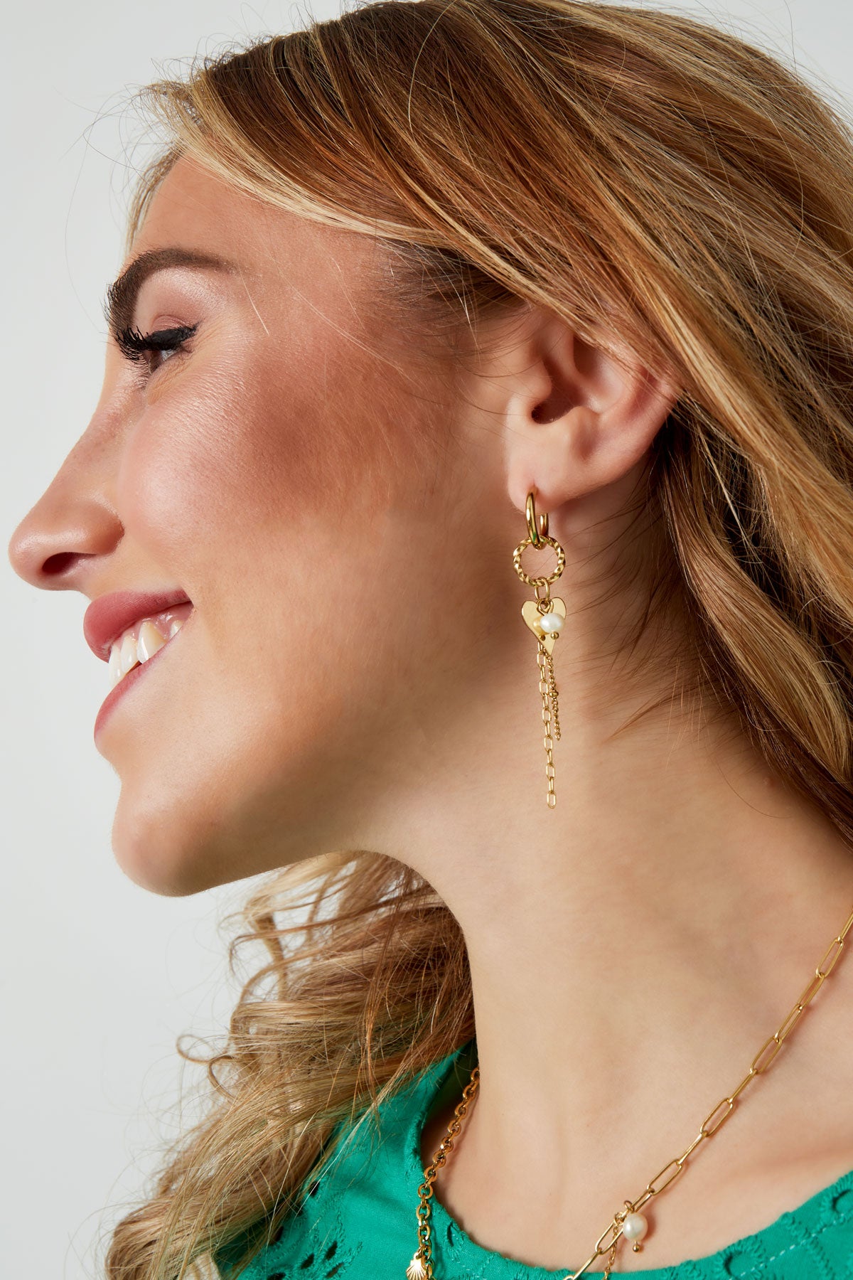 Ohrringe, Halskette, Party – Goldfarbe - Goldfarbefarbe