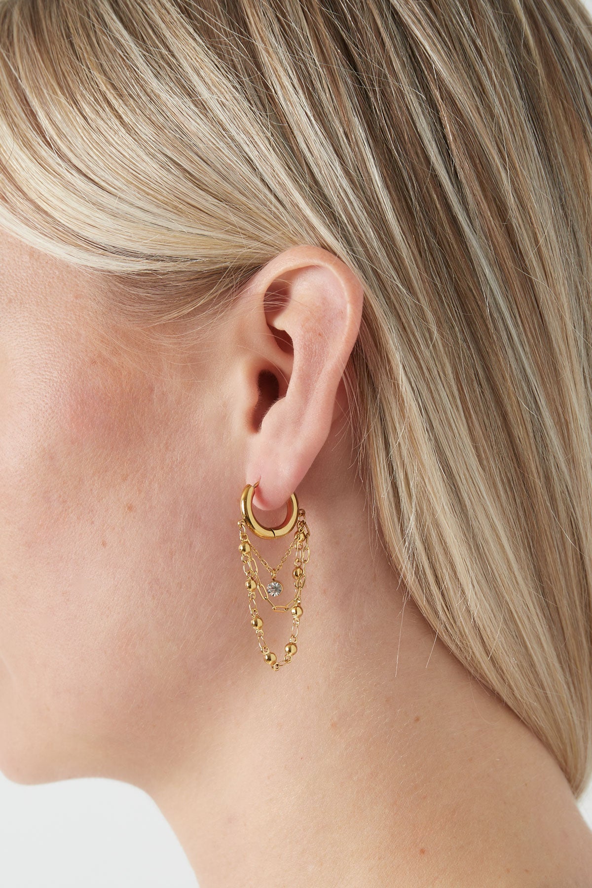 Ohrringe mit Kette - Goldfarben