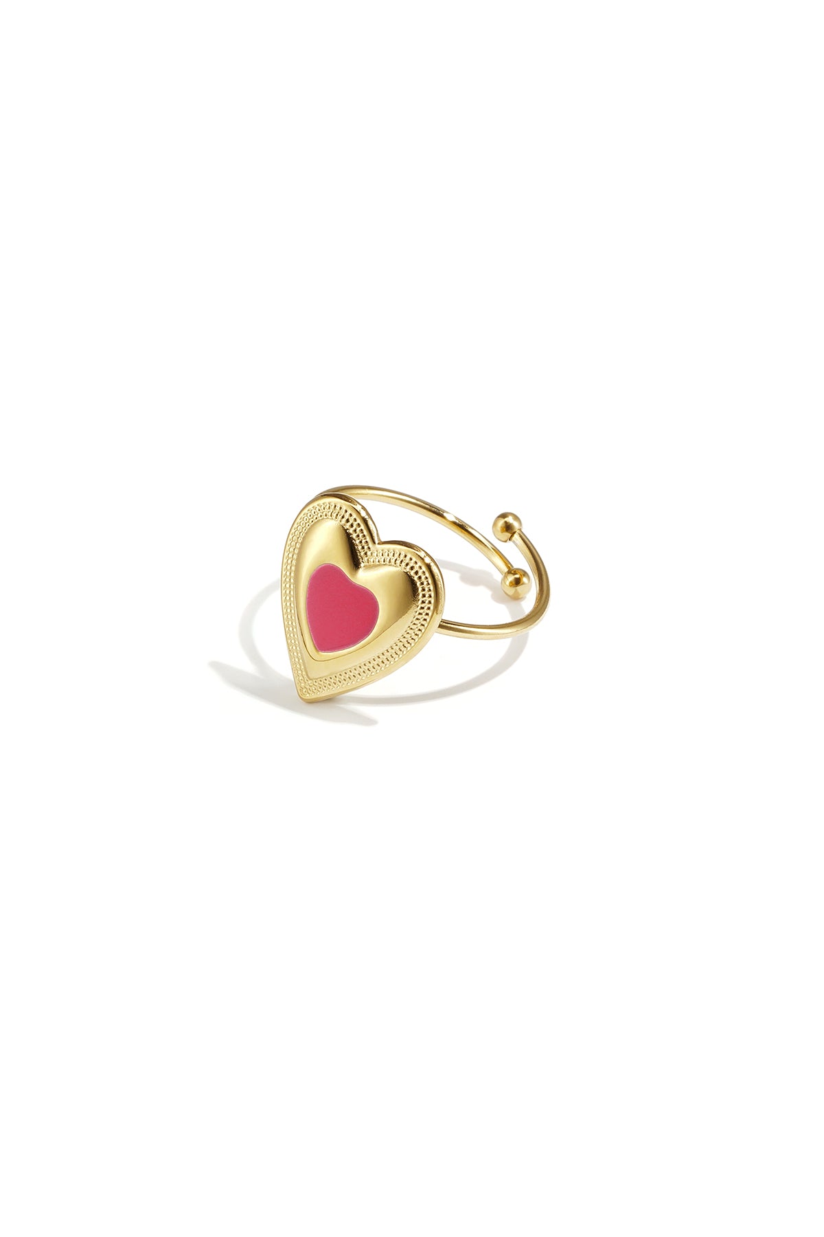 Verstellbarer Statement-Ring mit farbigem Herz