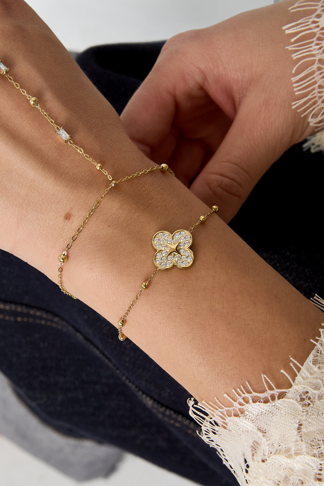 Edelstahl-Charm-Armbänder, Clover Simple Daily Simple Serie, Damenschmuck
