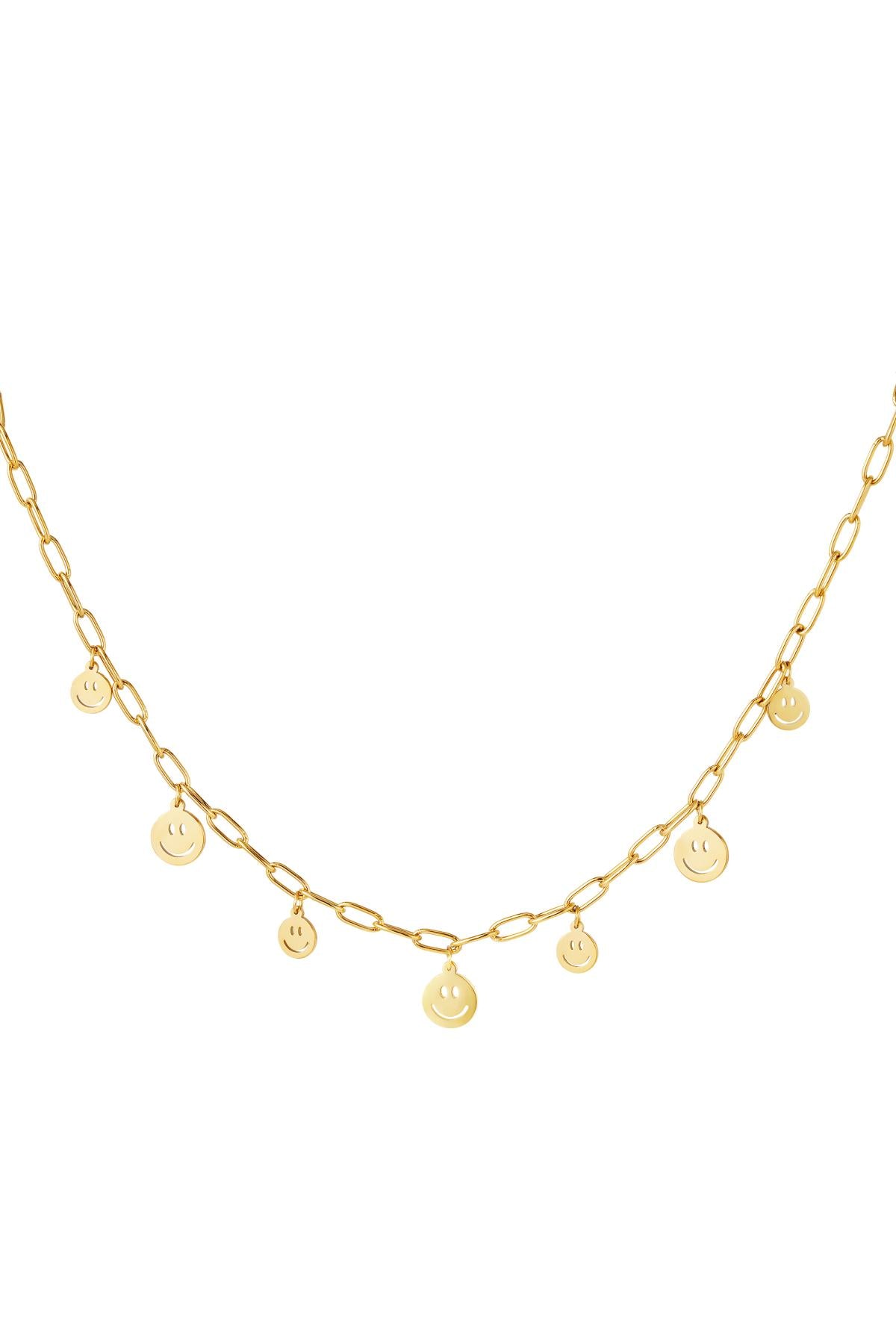 Halskette mehrere Smileys Goldfarbe Edelstahl