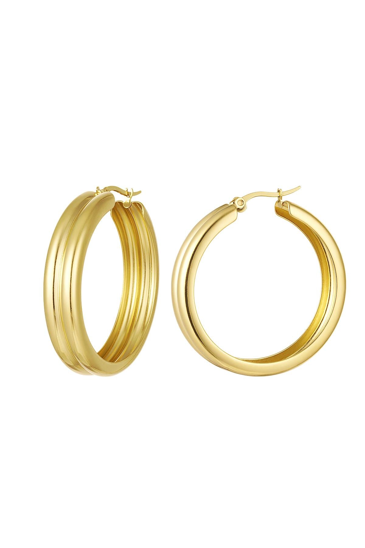 Gerippte Creolen Goldfarbe Edelstahl