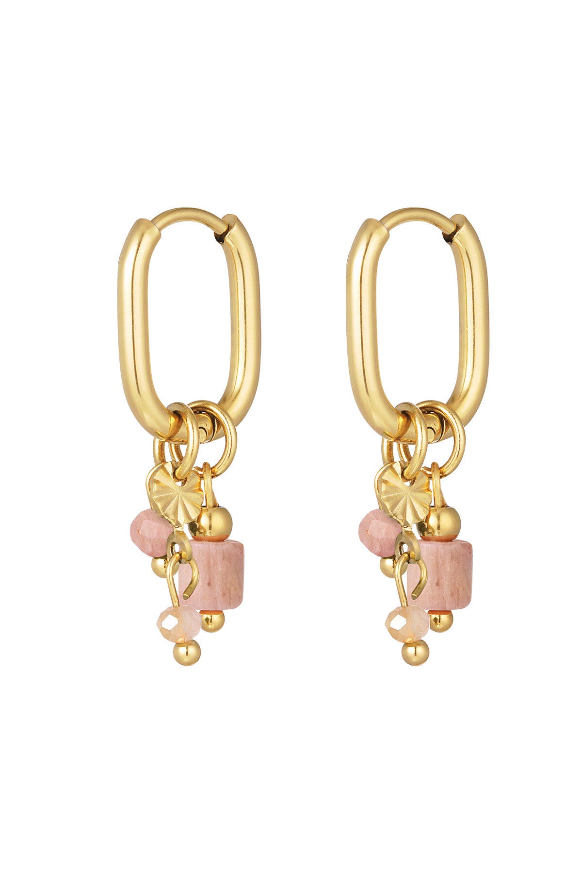 Ohrring mit schwarzen Perlen – Goldfarbe - Goldfarbefarbe