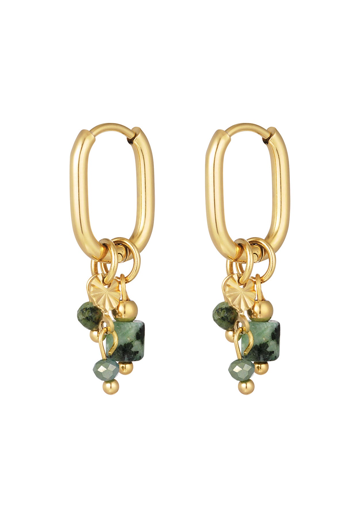Ohrring mit schwarzen Perlen – Goldfarbe - Goldfarbefarbe