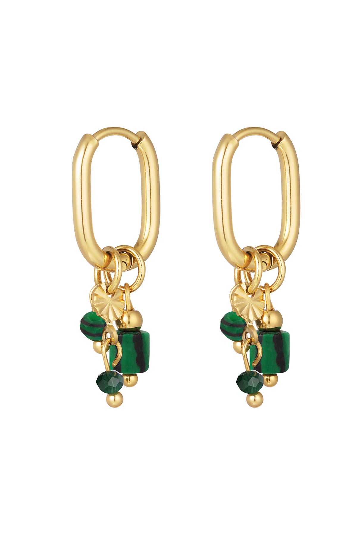 Ohrring mit schwarzen Perlen – Goldfarbe - Goldfarbefarbe