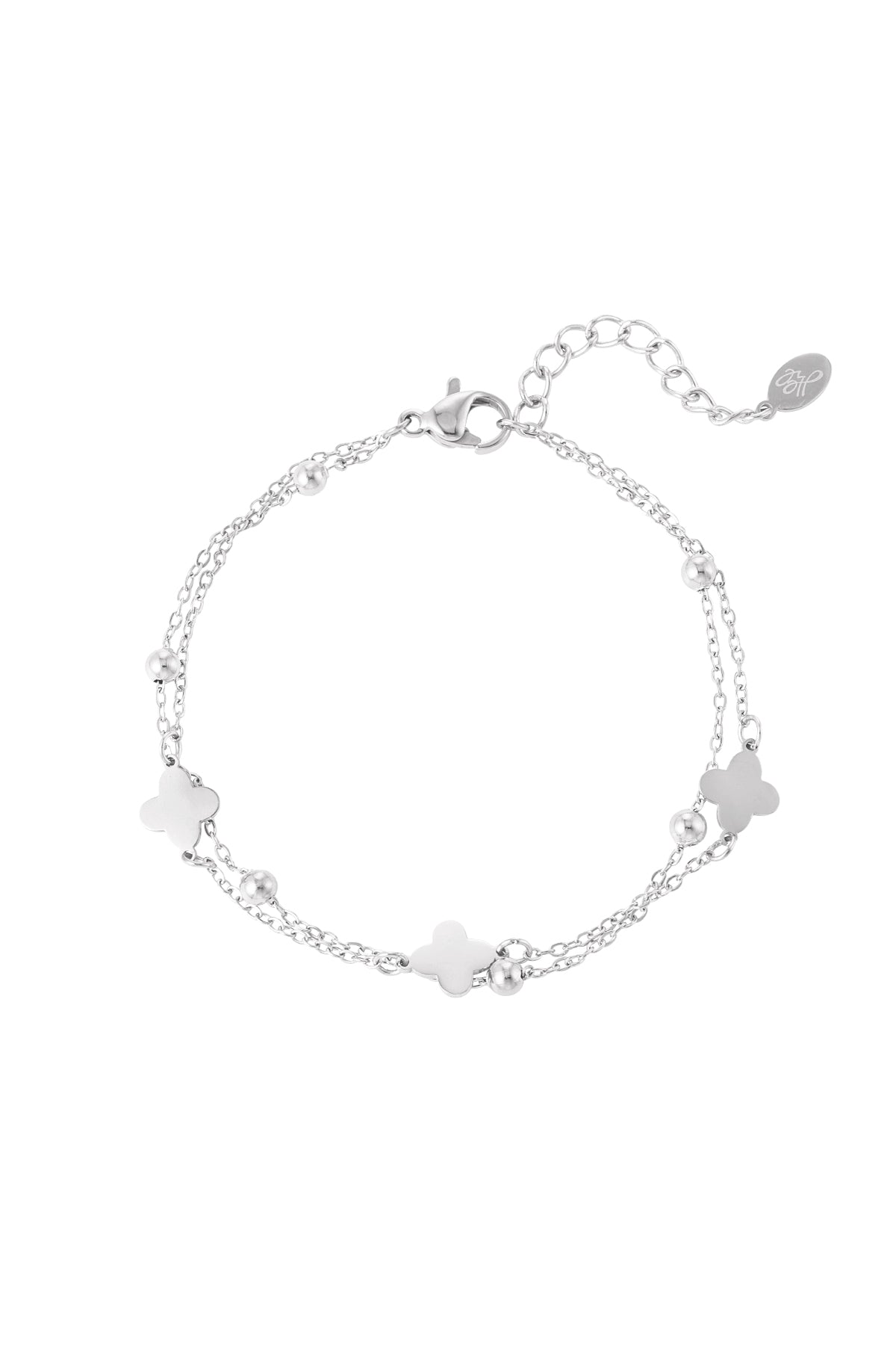 Doppeltes Armband Klee/Kugeln 