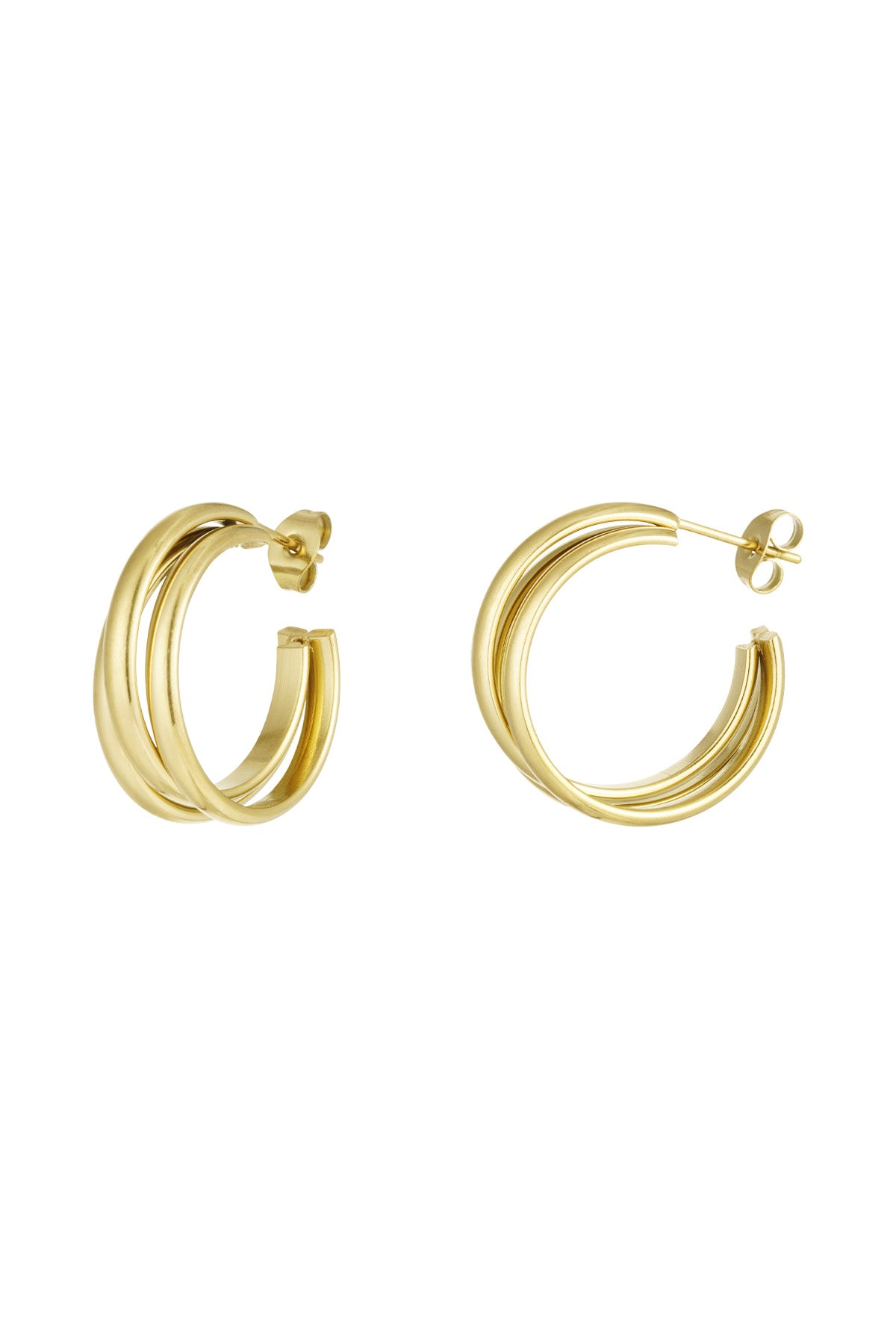 Ohrringe „Triple Treasure“ – Goldfarbe - Goldfarbefarbe