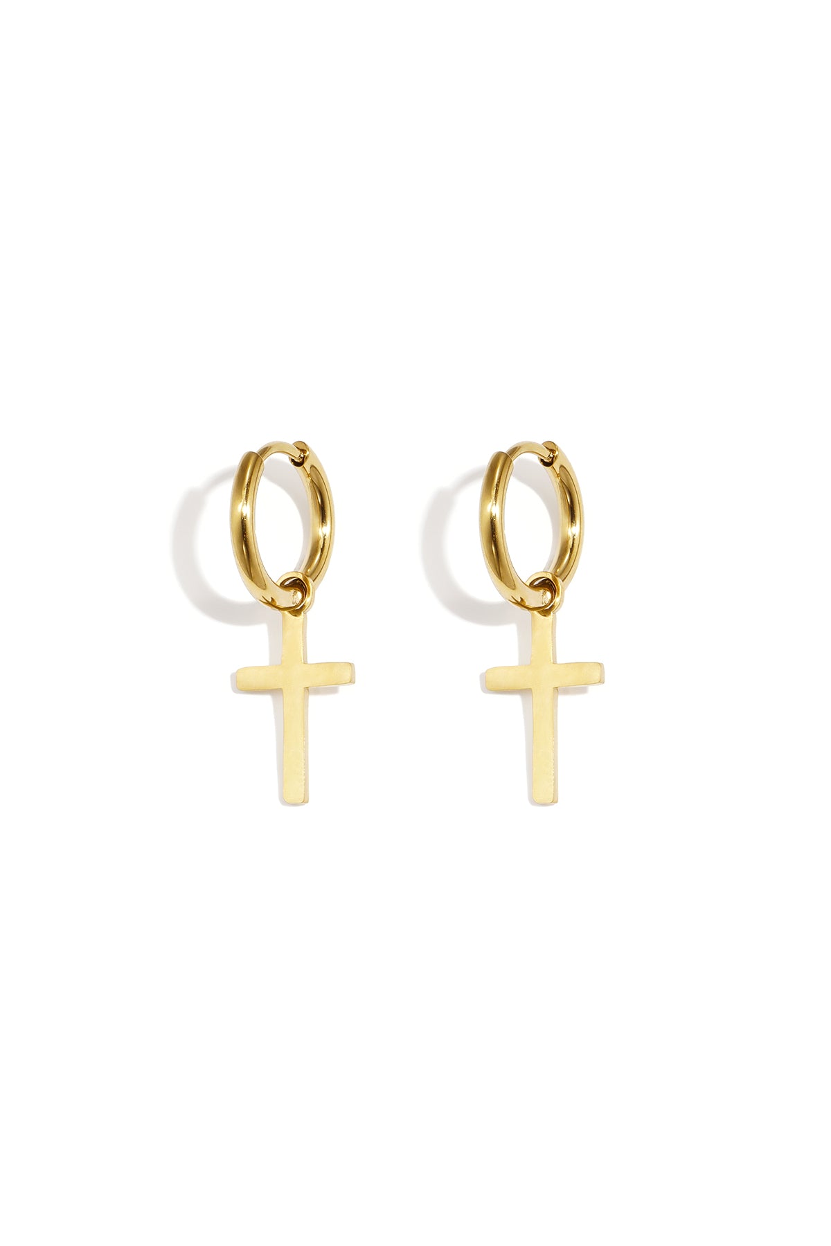 Ohrhänger aus Edelstahl, schlichtes Kreuz, schlichte Alltags-Serie, Damenschmuck