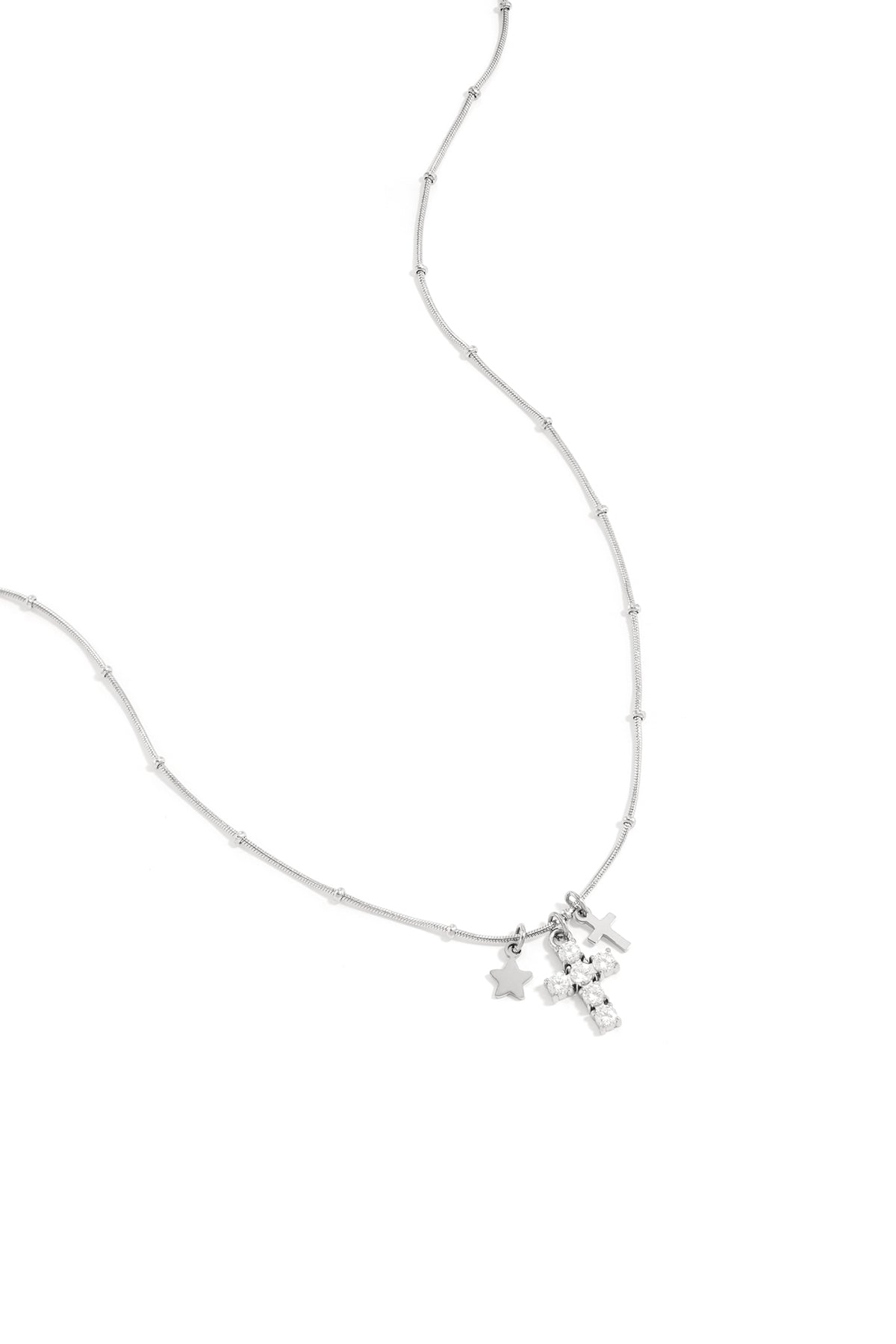 Halskette mit Kreuz- und Sternanhängern