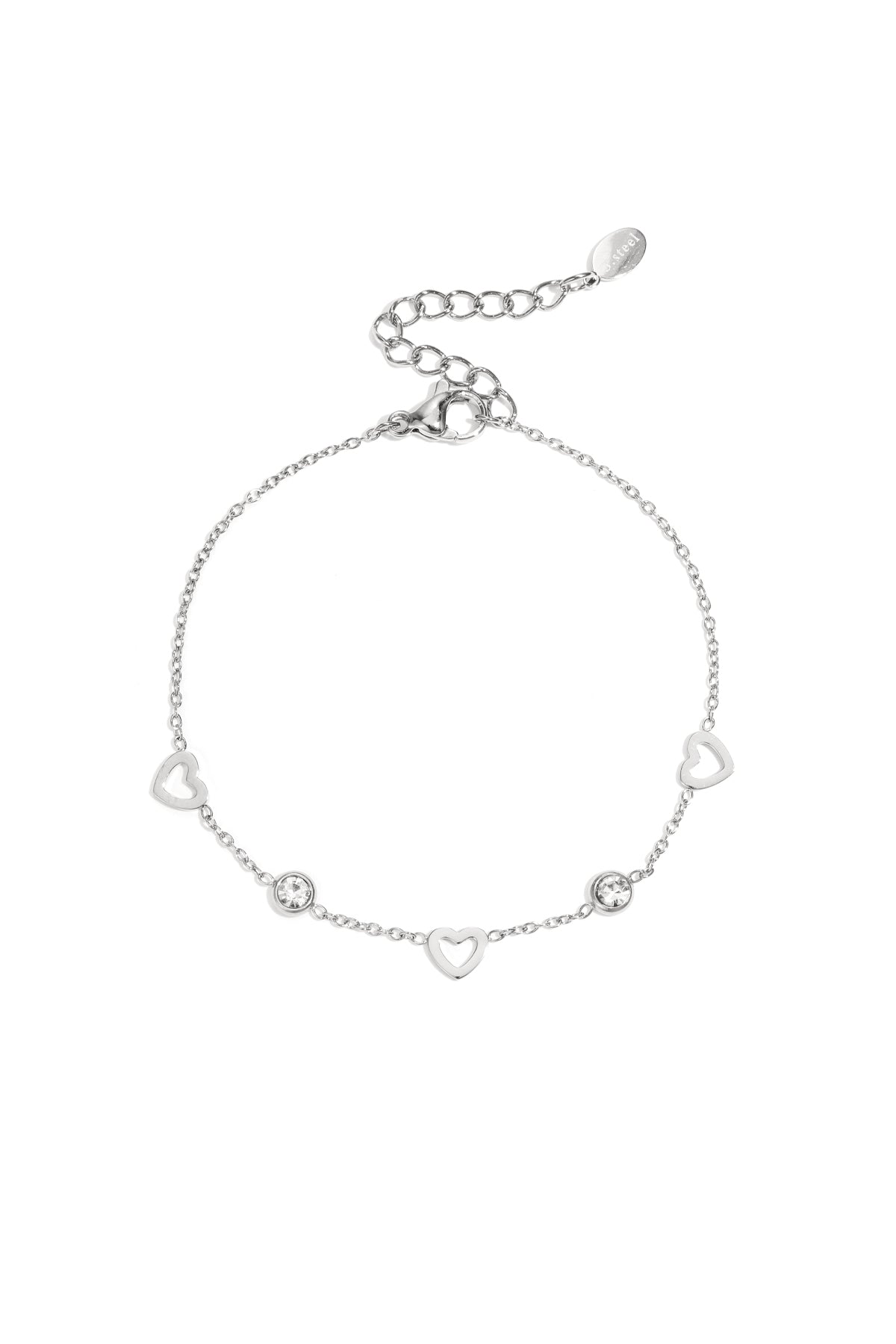 Armband mit Herz- und Diamantanhängern – Goldfarbe - Goldfarbefarbe