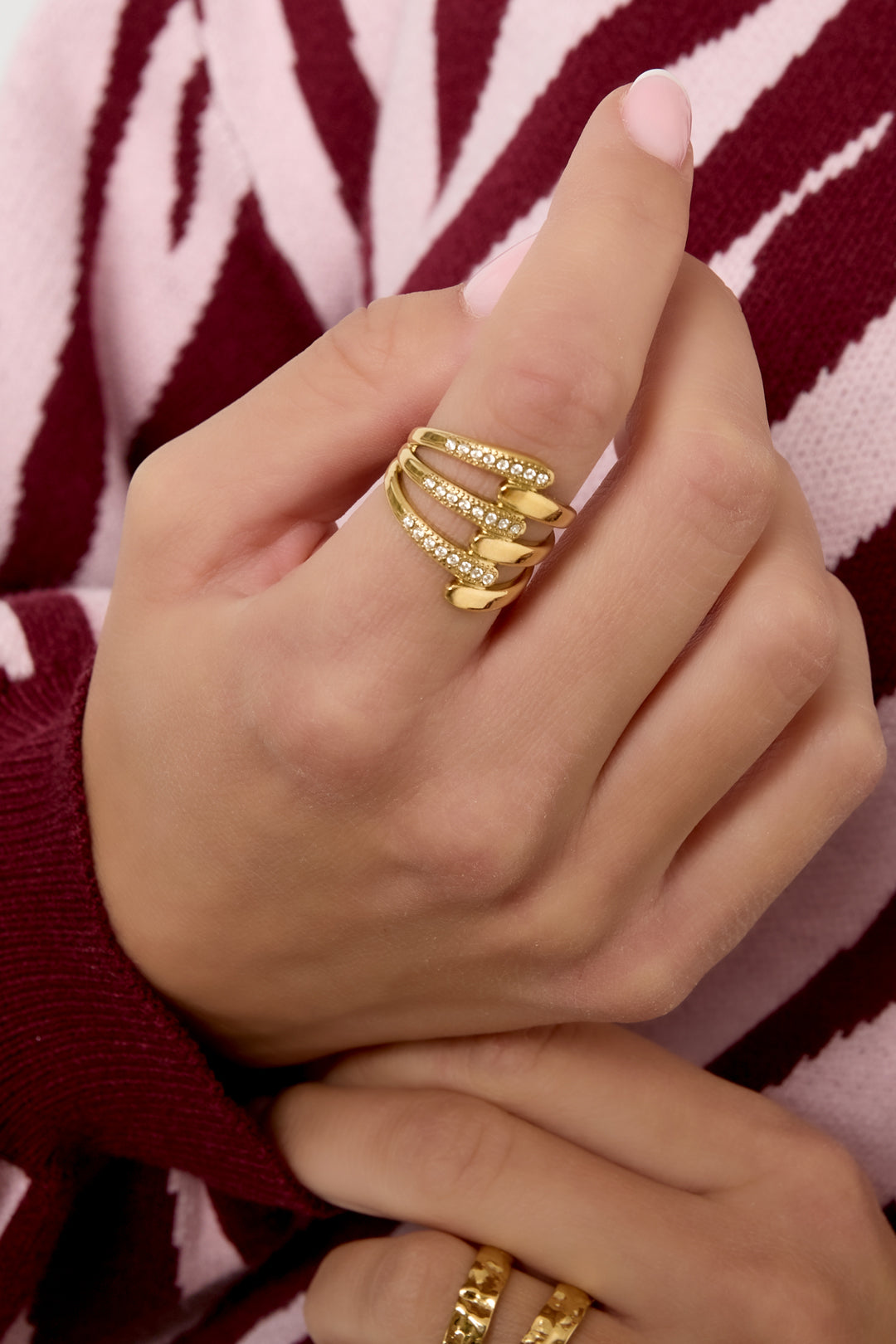 Edelstahl Statement Ringe Linien Casual Daily Simple Serie Damenschmuck
