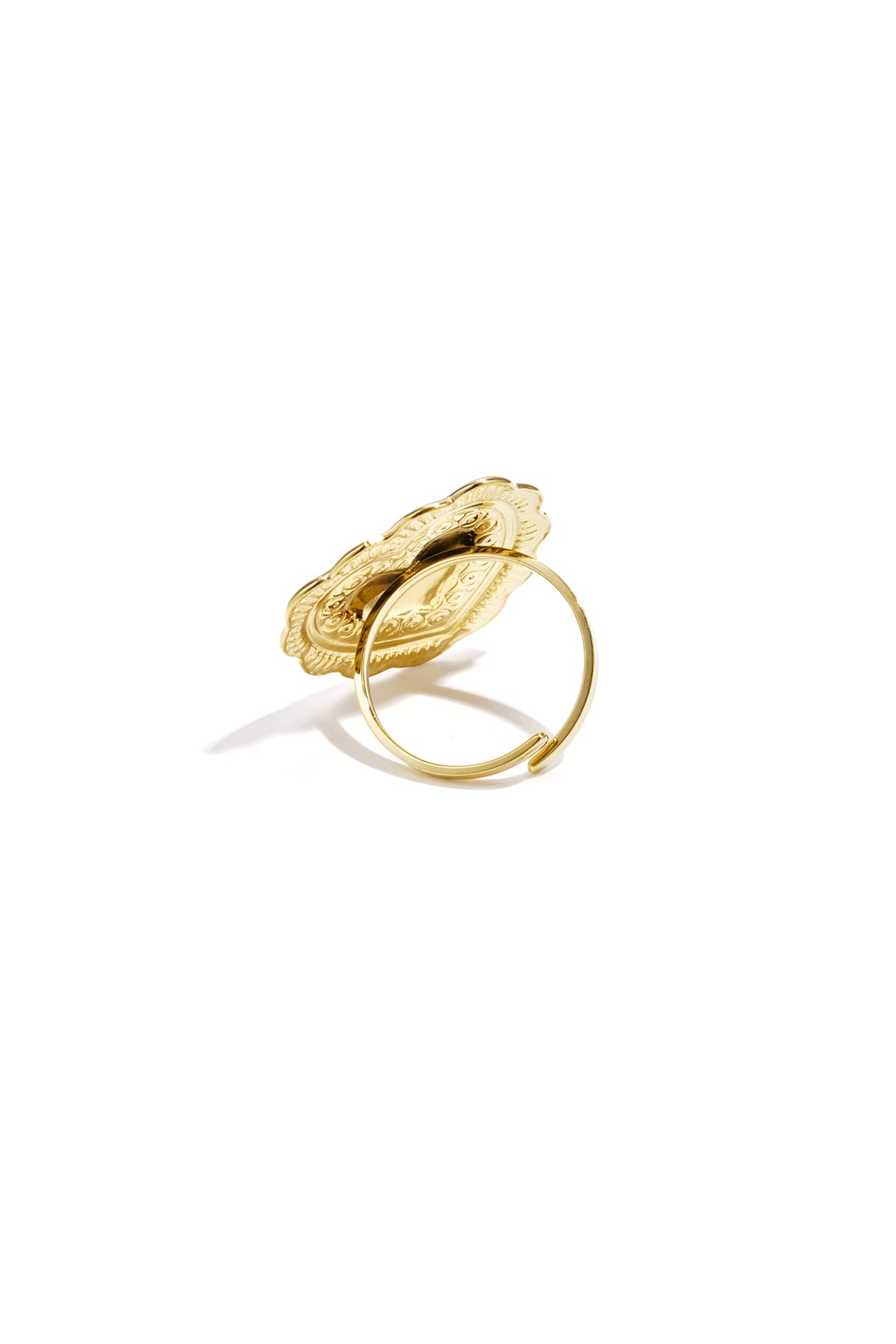 Statement-Ring in Herzform mit Muster und Blütenblättern