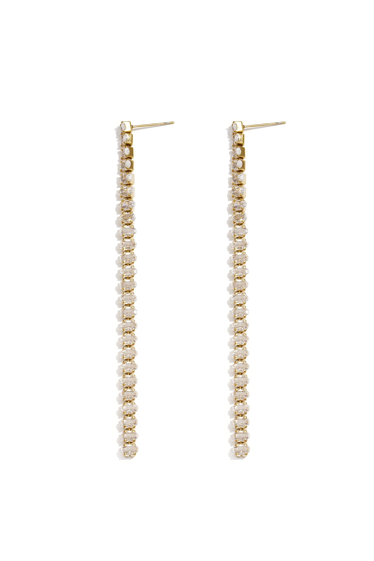 Elegante Hängeohrringe aus Edelstahl mit Kette, perfekt für festliche Anlässe und Partys. Luxuriöse Damenschmuckserie.