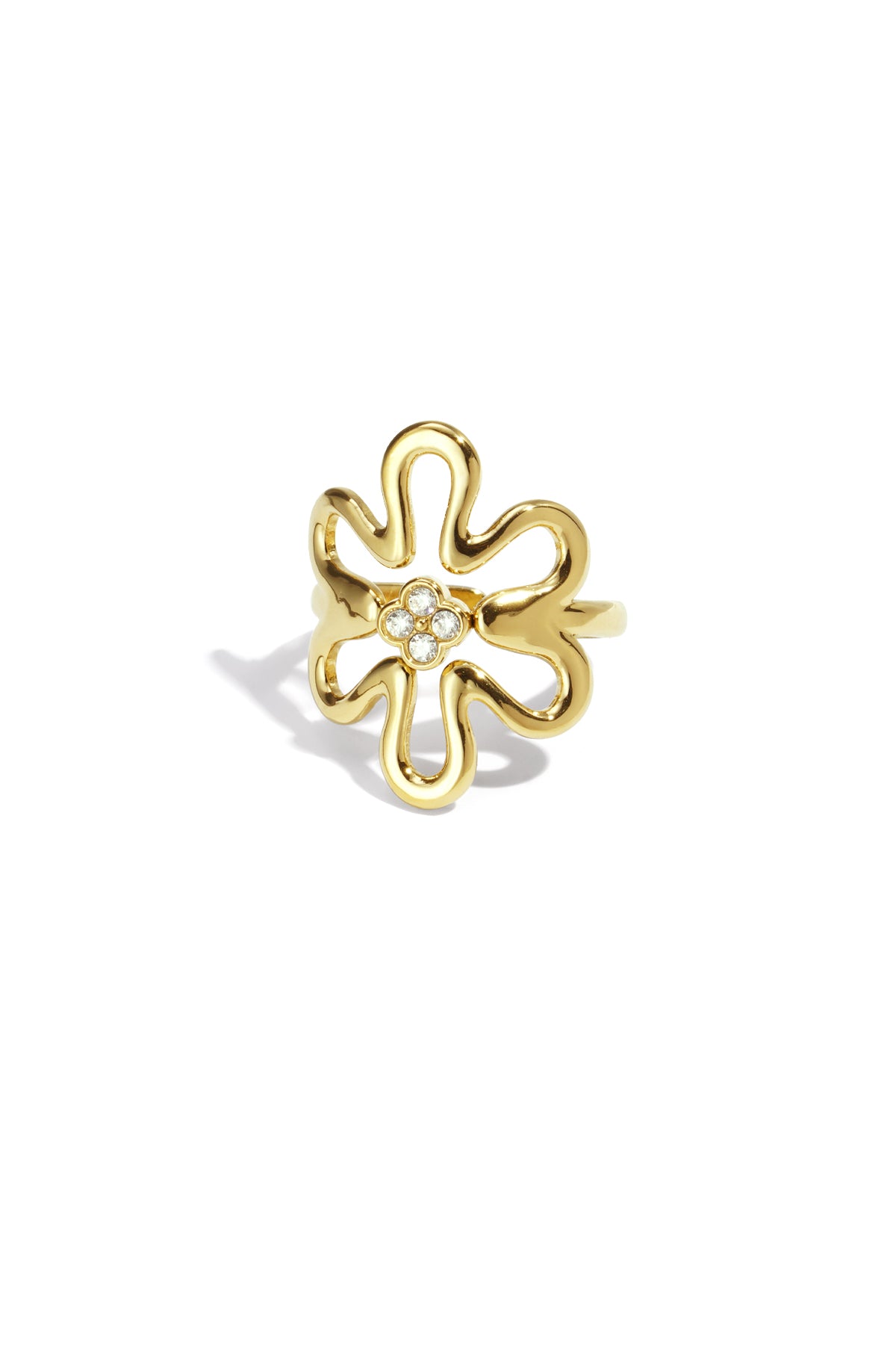 Edelstahl Statement Ringe Blume Casual Daily Simple Serie Damenschmuck